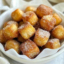 To make your own delicious cinnamon sugar pretzel bites, gather these simple ingredients: - 1 cup warm water (110°F to 115°F) - 2 tablespoons granulated sugar - 1 packet (2 1/4 teaspoons) active dry yeast - 3 cups all-purpose flour - 1 teaspoon salt - 1/4 cup unsalted butter, melted - 1/4 cup baking soda - 1 large egg, beaten (for egg wash) - 1/2 cup granulated sugar (for cinnamon sugar) - 2 teaspoons ground cinnamon Each ingredient plays a key role. The warm water activates the yeast, making the dough rise. Sugar feeds the yeast, helping it grow. Flour gives structure to the pretzel bites. Salt adds flavor, while butter gives a rich taste. Baking soda helps create that classic pretzel crust. The egg wash gives a golden color as they bake. Finally, the cinnamon and sugar mixture coats the bites for that sweet finish. Gather these ingredients, and you'll be ready to create a tasty treat! {{ingredient_image_1}} To start, you will need to dissolve 2 tablespoons of sugar in 1 cup of warm water. Make sure the water is warm, around 110°F to 115°F. This warm water helps activate the yeast. Once the sugar is dissolved, add 1 packet of active dry yeast. Let it sit for about 5 to 10 minutes. You will see it foam up, which means the yeast is ready. In another bowl, combine 3 cups of all-purpose flour with 1 teaspoon of salt. Mix it well. Now, slowly add this flour mix to your yeast mixture. Stir until a dough starts to form. After that, add 1/4 cup of melted unsalted butter. Knead the dough on a floured surface for about 5 minutes. You want it to be smooth and elastic. Next, place the dough in a greased bowl. Cover it with a clean cloth. Let it rise in a warm spot for about 1 hour, or until it has doubled in size. This rising helps the pretzels become fluffy. Once your dough has risen, punch it down gently. Roll it into a long rope about 1 inch thick. Cut the rope into 1-inch pieces to create your pretzel bites. In a large pot, bring 8 cups of water and 1/4 cup of baking soda to a boil. Carefully add the pretzel bites in batches. Boil them for 30 seconds each. Use a slotted spoon to remove them and place them on a baking sheet lined with parchment paper. Next, brush each pretzel bite with a beaten egg. In a small bowl, mix 1/2 cup of granulated sugar with 2 teaspoons of ground cinnamon. Sprinkle this mix generously over the pretzel bites before baking. Preheat your oven to 425°F (220°C) and bake the bites for 10 to 12 minutes, or until they are golden brown. Enjoy your delicious cinnamon sugar pretzel bites! - Kneading tips: Knead the dough on a floured surface. Use the heel of your hand to push down. Then fold it back and give it a turn. Keep kneading until the dough feels smooth and springs back when pressed. This usually takes about 5 minutes. - Signs the dough is ready: The dough should feel soft and elastic. When you poke it, it should spring back quickly. If it sticks to your fingers, add a little flour. - Importance of baking soda bath: Boiling in a baking soda bath gives pretzel bites that classic crisp crust. The baking soda reacts with the dough. This reaction helps form a nice brown color and chewy texture. - Boiling timing for best results: Boil each batch for 30 seconds. This time is just right to achieve the perfect balance. Don’t skip this step; it’s key for flavor and texture. - Best dips and accompaniments: These pretzel bites taste great with melted chocolate or cream cheese dip. You can also try spicy mustard or a tangy cheese sauce. Each dip brings out a different flavor. - Presentation ideas for parties: Serve the pretzel bites warm in a basket lined with parchment paper. Add a small bowl of dip on the side. You can also sprinkle a bit of extra cinnamon sugar on top for a nice touch. Pro Tips Use Warm Water: Ensure your water is at the right temperature (110°F to 115°F) to activate the yeast effectively for a better rise. Kneading Technique: Knead the dough until it is smooth and elastic, which helps develop gluten for a chewier texture. Boiling Solution: The baking soda bath is crucial for achieving that classic pretzel flavor and glossy finish; don't skip this step! Cinnamon Sugar Ratio: Adjust the cinnamon and sugar to your taste preference; a little more cinnamon can add a nice warmth to the sweetness. {{image_2}} You can easily change up your pretzel bites by adding flavors. Try mixing in some shredded cheese. Cheddar or mozzarella works well. You can also add spices like garlic powder or onion powder for extra taste. For a sweet twist, use different sugar coatings. Instead of cinnamon sugar, try using vanilla sugar or a cocoa-sugar mix for a chocolatey kick. If you need a gluten-free version, substitute all-purpose flour with a gluten-free flour blend. Look for blends designed for baking. They usually work well in recipes like this. Add a bit of xanthan gum to help with texture. This helps your pretzel bites hold together nicely. Want smaller bites? Shape your dough into tiny balls. You can also stuff them with cheese or chocolate. Make sure to seal them well before boiling. This way, the filling stays inside. Mini pretzel bites are perfect for snacking or sharing at parties. To keep your cinnamon sugar pretzel bites fresh, store them in an airtight container. Wrap them tightly in plastic wrap or foil if you don't have a container. This helps prevent them from drying out. If you want to keep them longer, refrigerate them. They will last about 3 to 5 days in the fridge. You can also freeze pretzel bites. Place them in a freezer-safe bag, removing as much air as possible. They can stay fresh for up to 3 months this way. Refrigeration slows down spoilage but can change the texture. Freezing keeps them fresh for a long time but may alter their chewiness. Always let them cool completely before storing to avoid moisture build-up. For the best results when reheating, use an oven. Preheat it to 350°F (175°C). Place the pretzel bites on a baking sheet and cover them with foil. Heat for about 10-15 minutes. This helps keep them soft and warm. You can also use a microwave, but the texture may not be as good. Heat them for about 15-20 seconds. Check often to avoid making them tough. Enjoy your warm pretzel bites just like they were fresh out of the oven! To make these bites, follow this easy guide: 1. Mix warm water, sugar, and yeast in a bowl. Let it sit for 5-10 minutes until frothy. 2. Whisk flour and salt in another bowl. Add this mix to the yeast mixture until a dough forms. 3. Knead the dough on a floured surface for about 5 minutes. It should feel smooth and elastic. 4. Place dough in a greased bowl, cover it, and let it rise for about 1 hour until it doubles in size. 5. Preheat your oven to 425°F (220°C) and line a baking sheet with parchment paper. 6. Punch down the dough and roll it into a rope. Cut it into 1-inch pieces. 7. Boil water with baking soda in a pot. Add the pretzel bites in batches for 30 seconds, then place them on the sheet. 8. Brush with a beaten egg, then sprinkle cinnamon sugar on top. 9. Bake for 10-12 minutes until golden brown. If you don't have active dry yeast, try instant yeast. It works the same but doesn’t need proofing. You can also use baking powder for a quick dough. Use 1 tablespoon baking powder for every packet of yeast. The dough will not rise as much, but it will still taste good. Yes, you can freeze pretzel bites. After boiling and before baking, place them on a baking sheet in a single layer. Freeze until solid, then transfer to a freezer bag. To thaw, place them in the fridge overnight. Bake directly from frozen, adding a few extra minutes to the baking time. Cinnamon sugar pretzel bites last up to 2 days at room temperature. Store them in an airtight container. For longer storage, freeze them. When ready to eat, just reheat in the oven for a few minutes to regain that fresh-baked taste. Making cinnamon sugar pretzel bites is a fun and easy task. You learned how to prepare and shape the dough, boil it, and bake until golden. I shared tips to perfect your dough and ideas for storage and serving. Experimenting with flavors and variations makes these bites even more exciting. Enjoy these treats warm and fresh. With proper care, they will delight you and your guests time after time. Now, get in the kitchen and start your pretzel-making adventure!