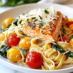 - 8 oz fettuccine pasta - 2 salmon fillets (6 oz each) - 2 tablespoons Cajun seasoning - 2 tablespoons olive oil - 1 small onion, finely chopped - 3 cloves garlic, minced - 1 cup heavy cream - 1 cup cherry tomatoes, halved - 1 cup spinach leaves - Salt and pepper to taste - Grated Parmesan cheese for serving - Fresh parsley, chopped for garnish Using fresh ingredients makes a big difference in this dish. Fresh salmon gives you rich flavor. Fresh veggies, like tomatoes and spinach, add color and crunch. Fresh herbs, like parsley, give a nice finish. They all work together to create a tasty meal. Each bite should burst with flavor. Don’t skip on quality; it matters. If you have dietary needs, you can still enjoy this dish. For a gluten-free option, swap the fettuccine for gluten-free pasta. If you’re vegan, use tofu or chickpeas instead of salmon. Replace the heavy cream with coconut cream for a dairy-free version. Use nutritional yeast for a cheesy flavor. These swaps keep the dish delicious and enjoyable for everyone. {{ingredient_image_1}} 1. Start by boiling water in a large pot. Add salt to the water. This helps flavor the pasta. 2. Cook the fettuccine pasta for 8-10 minutes. Look for the word "al dente" on the package. Drain it and leave it aside. 3. While the pasta cooks, prepare the salmon. Sprinkle Cajun seasoning on both sides of the fillets. Make sure they are coated well. 4. Heat olive oil in a large skillet over medium heat. Once hot, place the salmon fillets skin-side down. 5. Cook the salmon for 4-5 minutes on each side. It should flake easily with a fork when done. 6. Remove the salmon from the skillet and set it aside. - Use a non-stick skillet to prevent sticking. - Don’t overcrowd the skillet. Cook in batches if needed. - Check for doneness by using a fork to see if it flakes. - If you want crispier skin, cook a bit longer on the skin side. - Stir the pasta occasionally while it cooks to avoid clumping. - Test the pasta a minute before the package time ends. It should be firm yet tender. - Rinse the pasta with cold water if you're not using it right away. It stops cooking. - Toss the drained pasta with a little olive oil to keep it from sticking. This method ensures a rich and flavorful Creamy Cajun Salmon Pasta. Enjoy crafting this dish with confidence! To boost the flavor of your Creamy Cajun Salmon Pasta, consider these tips: - Use fresh salmon. Fresh fish gives a better taste than frozen. - Adjust the Cajun seasoning. If you love spice, add more seasoning for heat. - Add a splash of lemon juice. This brightens the dish and cuts the creaminess. - Try fresh herbs. Fresh basil or thyme adds depth to the sauce. Here are some pitfalls to watch out for: - Overcooking the salmon. Cook it until it flakes easily, about 4-5 minutes per side. - Not salting the pasta water. Salt enhances the pasta's flavor. - Skipping the resting time for the salmon. Let it rest to keep it moist before flaking. - Not letting the cream simmer. Simmering helps thicken the sauce for a creamy texture. To make your meal even better, try these pairings: - Serve with garlic bread. It’s perfect for soaking up extra sauce. - Pair with a crisp salad. A simple green salad balances the richness of the pasta. - Add a glass of white wine. A chilled Sauvignon Blanc complements the dish well. Pro Tips Fresh Salmon is Best: Opt for fresh salmon fillets for the best flavor and texture. Frozen salmon can work, but it may not have the same richness. Customize Your Spice Level: Adjust the amount of Cajun seasoning according to your spice preference. You can always start with less and add more as needed. Perfectly Cooked Pasta: Make sure to cook the pasta al dente so it holds up well when mixed with the sauce. It will continue to cook slightly once combined. Garnish for Freshness: Always add fresh herbs like parsley at the end to enhance the dish's flavor and presentation. {{image_2}} You can swap salmon for chicken or shrimp. Both options cook quickly and soak up flavor well. For a plant-based meal, try using firm tofu or chickpeas. Both add protein while keeping the dish creamy and rich. Fettuccine is great, but you can use penne, linguine, or even whole wheat pasta. Each type brings a unique shape, which can change the eating experience. Gluten-free pasta is also a great option if you follow that diet. If you like heat, add more Cajun seasoning or a pinch of cayenne pepper. For a milder dish, use less seasoning and maybe add a splash of lemon juice. This adds flavor without the heat. Always taste as you go to find your perfect balance. To store leftover Creamy Cajun Salmon Pasta, first let it cool down. Place it in an airtight container. Make sure to keep any extra sauce separate if possible. This helps the pasta stay fresh longer. You can store it in the fridge for up to 3 days. If you want it to last longer, consider freezing it. When it's time to eat your leftovers, reheat the pasta gently. Use a skillet over low heat. Add a splash of water or milk to help create steam. This keeps the sauce creamy and prevents it from drying out. Stir often to ensure even heating. You can also microwave it in a covered bowl. Just remember to check every 30 seconds to avoid hot spots. If you choose to freeze your Creamy Cajun Salmon Pasta, do so in an airtight container. It will stay fresh for up to 2 months in the freezer. When you are ready to enjoy it again, let it thaw in the fridge overnight. Reheat it as mentioned above. Keep in mind that the texture of the pasta may change a little after freezing, but it will still taste great! You can easily make this dish gluten-free by swapping the fettuccine pasta. Look for gluten-free pasta made from rice, corn, or lentils. Cook it just like regular pasta. The rest of the recipe stays the same. This makes the dish tasty and safe for those with gluten intolerance. Yes, you can use canned salmon if fresh salmon isn't available. Just drain the canned salmon and flake it gently. You can skip the seasoning step since canned salmon is often pre-cooked. Add it to the creamy sauce towards the end. This saves time and still gives you a delicious meal. Pair this pasta with a light salad or some garlic bread. A simple green salad with lemon vinaigrette balances the creamy dish. Garlic bread adds a crunchy texture that complements the pasta. You can also serve roasted vegetables for extra flavor and nutrition. Creamy Cajun Salmon Pasta offers a tasty meal packed with flavor. We covered key ingredients and their fresh importance. I shared easy cooking steps to help you perfect the dish. Expert tips also pointed out common mistakes to avoid. Plus, we explored tasty variations and how to store leftovers effectively. In the end, you can customize this pasta to fit your tastes and needs. Enjoy creating a delicious meal that impresses!