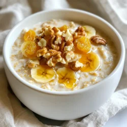 - 1 cup rolled oats - 1 cup unsweetened almond milk (or any milk of your choice) - 1 medium carrot, finely grated - 1/2 banana, mashed - 1 tablespoon maple syrup (or honey) - 1 teaspoon ground cinnamon - 1/4 teaspoon ground nutmeg - 1/4 cup Greek yogurt (or a dairy-free alternative) - 2 tablespoons raisins - 2 tablespoons chopped walnuts (optional) - Pinch of salt You can swap almond milk for any milk you love. Try oat milk or coconut milk for a fun twist. If you don’t have a banana, applesauce works well too. It keeps the oats moist and sweet. You can also use agave syrup instead of maple syrup for a different flavor. For a nut-free option, leave out walnuts or use seeds instead. This recipe packs a punch of nutrients. Rolled oats are high in fiber, which helps keep you full. Carrots add vitamins and antioxidants, great for your eyes. Greek yogurt gives protein and probiotics, good for your gut health. The banana adds potassium and natural sweetness, while walnuts provide healthy fats. These oats are not just tasty; they also fuel your day with energy and nutrients. Enjoying this dish means you get a healthy start! {{ingredient_image_1}} Start by gathering your ingredients. You need rolled oats, almond milk, a grated carrot, a mashed banana, Greek yogurt, maple syrup, spices, raisins, and nuts if you like. In a mixing bowl or mason jar, combine one cup of rolled oats and one cup of almond milk. Next, add one finely grated medium carrot and half a mashed banana. This will give your oats a sweet and natural flavor. Then, mix in a tablespoon of maple syrup, one teaspoon of ground cinnamon, and a quarter teaspoon of ground nutmeg. Don’t forget a pinch of salt! Stir everything until it is well blended. Finally, fold in two tablespoons of raisins and, if you choose, two tablespoons of chopped walnuts. This adds a nice crunch to your oats. Once all the ingredients are mixed, cover your bowl or screw the lid on your mason jar. Place it in the fridge overnight. If you are in a hurry, you can let it sit for at least four hours. This soaking time helps the oats absorb the flavors and liquid. When you take it out the next morning, you will see a thick and creamy mixture. If it seems too thick, just add a splash of milk to loosen it up. Serve your carrot cake overnight oats in bowls or right from the mason jar. For a special touch, top them with extra walnuts, a sprinkle of cinnamon, and a drizzle of maple syrup. You can also add fresh fruit or shredded coconut for more flavor. Enjoy your tasty and healthy breakfast! To get the best texture in your carrot cake overnight oats, follow these steps: - Use rolled oats, as they soak up liquid well. - Choose a milk that you love, like almond milk or regular milk. - Grate the carrot finely. This helps it mix well and soften. - Mash the banana until smooth. This gives a creamy feel. - Mix everything well before refrigerating. This ensures even flavor. You can easily customize your oats to suit your taste: - Swap almond milk for any milk you prefer. - Add more or less maple syrup based on your sweetness level. - Include dried fruit like cranberries or apricots instead of raisins. - Try different nuts, like pecans or almonds, for a new crunch. - For extra spice, add more cinnamon or a dash of ginger. Making these overnight oats ahead is simple and smart: - Prepare a batch for up to three days in advance. - Store them in airtight containers or mason jars. - Always stir before serving. If too thick, add a splash of milk. - Keep toppings separate until ready to eat for the best texture. - Use labels to mark dates on your jars for easy tracking. Pro Tips Optimal Oats: Use rolled oats for the best texture; instant oats may become too mushy, while steel-cut oats require longer soaking time. Sweetness Adjustment: Feel free to adjust the sweetness by adding more or less maple syrup or honey, depending on your preference for sweetness. Flavor Boost: Consider adding a splash of vanilla extract or a pinch of ginger for an extra layer of flavor in your overnight oats. Make Ahead: Prepare a larger batch and portion it into individual jars for easy grab-and-go breakfasts throughout the week. {{image_2}} To make your carrot cake overnight oats vegan, simply swap the Greek yogurt for a plant-based yogurt. Almond, coconut, or soy yogurt works well. Use maple syrup as your sweetener. This keeps it tasty and plant-based. If you need a gluten-free version, choose certified gluten-free oats. You will still enjoy the same rich flavor. All other ingredients are naturally gluten-free, so you can mix and match without worry. Want to change up the taste? Try adding a dash of vanilla extract for a warm note. You can also include chopped apples or pineapple for added sweetness. For a more spiced flavor, add a pinch of ginger or cloves. Each tweak makes your oats unique and fun! To store your carrot cake overnight oats, place them in a sealed container. I like using mason jars. They keep the oats fresh and make for easy grabbing in the morning. Ensure the lid is tight. This helps keep out air and moisture. These oats stay fresh in the fridge for up to five days. The flavors will blend well over time. After the first few days, check for any off smells or changes in texture. If the oats look or smell strange, it’s best to toss them. You can enjoy your oats cold or warm. If you prefer them warm, add a splash of milk and heat them in the microwave. Start with 30 seconds, then stir and check the warmth. Heat more if needed. Always stir well before eating to spread the heat evenly. Yes, you can use quick oats. Quick oats cook faster and absorb liquid more quickly. This makes the oats softer and creamier. However, they may not hold their shape as well as rolled oats. If you prefer a chewier texture, stick with rolled oats. To make your oats sweeter, add more maple syrup or honey. You can also use more mashed banana or even a splash of vanilla extract. Consider adding a few extra raisins for natural sweetness. Taste as you go to find the right balance for you. Yes, you can prepare these oats for up to three days. Just store them in airtight containers in the fridge. This makes breakfast easy and quick. The flavors will blend even more as they sit. Just give them a stir before eating. This blog post covered the key aspects of making overnight oats. We went through the ingredients, their benefits, and how to mix them right. We also discussed tips for the best texture and ideas for variations. With the proper storage, you can keep your oats fresh and tasty. In all, overnight oats are easy, nutritious, and customizable. They fit into your meal prep with ease. I hope this guide helps you enjoy making and eating overnight oats.