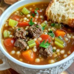 To make a cozy Beef & Barley Soup, gather these fresh ingredients: - 1.5 lbs beef chuck, cut into 1-inch cubes - 1 cup pearl barley, rinsed - 1 medium onion, diced - 2 carrots, sliced - 2 celery stalks, diced - 3 cloves garlic, minced - 6 cups beef broth - 1 can (14.5 oz) diced tomatoes, undrained - 1 bay leaf - 1 teaspoon dried thyme - 1 teaspoon smoked paprika - Salt and pepper to taste - Fresh parsley, chopped (for garnish) Enhance your soup with these tasty garnishes: - A sprinkle of fresh parsley adds color and flavor. - A dollop of sour cream offers creaminess. - Crusty bread on the side is perfect for dipping. Using quality ingredients makes a big difference. Here are my tips: - Choose fresh beef chuck for best flavor. - Look for pearl barley that is whole and plump. - Use low-sodium beef broth to control salt levels. - Fresh herbs taste brighter than dried ones. - If possible, use organic vegetables for more flavor and nutrients. These simple choices will help you make a rich and hearty soup. First, gather all your ingredients. You need 1.5 lbs of beef chuck, cut into 1-inch cubes. Next, rinse 1 cup of pearl barley and set it aside. Dice 1 medium onion and slice 2 carrots. Diced celery from 2 stalks is also needed, along with 3 minced garlic cloves. You will need 6 cups of beef broth and 1 can of diced tomatoes. Don't forget the bay leaf, 1 teaspoon of dried thyme, and 1 teaspoon of smoked paprika. Salt and pepper to taste are important, too. Heat a large skillet on medium-high heat. Add the beef chuck cubes and brown them for about 5-7 minutes. This step builds flavor in your soup. After browning, transfer the meat to the slow cooker. Now, add the rinsed pearl barley, diced onion, sliced carrots, diced celery, and minced garlic. Pour in the beef broth and add the canned tomatoes, bay leaf, thyme, smoked paprika, salt, and pepper. Gently stir to mix everything together. Cover the slow cooker and cook on low for 6 to 8 hours. If you're short on time, you can cook it on high for about 4 hours. The soup is ready when the beef is tender and the barley is cooked. When the cooking time is up, taste the soup. Adjust the seasoning as needed. Remember to discard the bay leaf before serving. Ladle the soup into bowls and garnish with fresh chopped parsley. For a delightful touch, serve the soup hot with a slice of crusty bread on the side. This makes dipping easy and adds a nice crunch to your meal. Enjoy the hearty flavors! To get tender beef in your soup, start by browning the beef chuck. This adds great flavor. Make sure to brown the meat on all sides for 5 to 7 minutes. This simple step helps lock in juices. After browning, put the beef in the slow cooker with all the other ingredients. Cooking it low and slow is key. Aim for 6 to 8 hours on low or 4 hours on high. The beef will turn soft and easy to chew. Flavor is what makes this soup special. Use fresh ingredients when you can. The onion, carrots, and celery add a nice base. Don't skip the garlic, as it brings warmth to the dish. Adding smoked paprika gives a lovely depth to the soup. Dried thyme adds an earthy note. Adjust salt and pepper to your taste. A bay leaf adds a subtle flavor, so remember to take it out before serving. One common mistake is not browning the meat. This step is important for flavor. Another error is overcooking the barley. Keep an eye on the cooking time to ensure it stays tender. Too much salt can overpower the dish, so add it in small amounts. Lastly, don't forget to taste your soup before serving. Adjust the seasonings as needed for a balanced taste. {{image_2}} You can switch ingredients to fit your taste. If you want leaner meat, use beef sirloin instead of chuck. Need it quicker? Use pre-cooked beef. For a lighter soup, swap pearl barley for quinoa or brown rice. Feel free to add or replace veggies, like sweet potatoes or peas. This soup is flexible! To make this soup gluten-free, simply replace pearl barley with gluten-free grains, like millet or rice. For low-sodium options, use low-sodium beef broth. You can also skip the salt and let each person season their bowl. This way, you control the flavor without all the sodium. Get creative with your soup! Add a splash of red wine for depth. You can toss in some frozen corn or green beans for color and texture. Fresh herbs like rosemary or thyme can boost flavor. Try adding a squeeze of lemon right before serving for a fresh twist. Each choice makes it unique! After you finish your meal, let the soup cool down. Use airtight containers to store leftovers. This keeps the soup fresh and tasty. Place the cooled soup in the fridge. It will stay good for about three to four days. To freeze the soup, use freezer-safe containers. Leave some space at the top to allow for expansion. The soup can last up to three months in the freezer. When you're ready to eat, thaw it in the fridge overnight. Reheat it on the stove over medium heat. Stir often until it’s hot. You can also use a microwave. Heat in short bursts, stirring in between. The soup lasts for three to four days in the fridge. If you freeze it, it lasts about three months. To enjoy the best taste, eat it within this time. Always check for signs of spoilage before eating any leftovers. If it smells off or looks strange, throw it away. By storing properly, you keep the flavors fresh and delightful. Yes, you can make this soup without beef. Try using mushrooms, lentils, or beans as your main protein. These options give a rich flavor and hearty texture. When using lentils or beans, adjust cooking times as they may cook faster than beef. You can also add more vegetables for added nutrition and flavor. If you need a substitute for pearl barley, use quinoa or farro. Both grains are similar in texture and will absorb flavors well. If you want a gluten-free option, quinoa is your best bet. Just remember to adjust the cooking time, as quinoa cooks faster than barley. To thicken your beef and barley soup, you can use a few methods. One option is to mash a portion of the cooked barley against the side of the slow cooker. This will release starch and thicken the soup. Another way is to add a cornstarch slurry. Mix equal parts cornstarch and cold water, then stir it into the soup. Let it cook for a bit longer until it thickens. This blog post covered the key ingredients and steps for making delicious beef and barley soup. We explored tips for cooking, variations for different diets, and how to store your soup. You can make tasty choices with simple swaps or garnishes. Remember to pay attention to quality ingredients for the best flavor. Trust these guidelines, and enjoy making a warm, hearty soup at home. Cooking can be fun and rewarding!