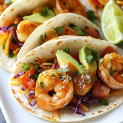 When making Cajun shrimp tacos, use fresh shrimp. Look for shrimp that are firm and have a sweet smell. You can choose large or medium shrimp, depending on your preference. I prefer shrimp that are peeled and deveined. This saves time and makes cooking easier. Cajun seasoning adds a punch to your tacos. It usually has spices like paprika, cayenne, and garlic. You can find pre-made Cajun seasoning in stores. If you want, you can also make your own. Mix equal parts of paprika, onion powder, garlic powder, and cayenne. Adjust it to your taste. This seasoning gives the shrimp great flavor and a bit of heat. Fresh produce brightens up your tacos. For this recipe, you need red cabbage, avocado, cilantro, and tomatoes. The red cabbage adds crunch and color. Avocado gives a creamy texture. Cilantro brings freshness, while tomatoes add juiciness. Don't forget to squeeze lime juice over everything. It enhances the taste and adds brightness. {{ingredient_image_1}} To start, take 1 pound of shrimp. Make sure they are peeled and deveined. Place the shrimp in a bowl. Add 2 tablespoons of Cajun seasoning. Mix well so each shrimp gets coated. This seasoning brings a bold flavor. Let the shrimp sit for a few minutes. This helps the spices soak in. Next, heat 1 tablespoon of olive oil in a skillet. Use medium-high heat for best results. Once the oil is hot, add the shrimp. Cook for 2-3 minutes on one side. Flip the shrimp and cook for another 2-3 minutes. They should turn pink and firm up. Remove the shrimp from heat and set aside. Now, take 8 small corn tortillas. Warm them in a dry skillet. Heat each tortilla for about 30 seconds on each side. This makes them soft and pliable. In a bowl, mix 1 cup of thinly sliced red cabbage, 1/2 cup of diced tomatoes, and 1/4 cup of chopped cilantro. Squeeze in the juice of 1 lime. Season this mix with salt and pepper to taste. To assemble, place a spoonful of the cabbage mixture on each tortilla. Add several shrimp on top. Finish with a few slices of avocado. Serve your tacos right away. If you like, add more cilantro for garnish. Enjoy your flavorful meal! To cook shrimp just right, heat your skillet well before adding the shrimp. Cook them for 2-3 minutes on each side. Watch closely; shrimp turn pink when done. Overcooking makes them rubbery. Always remove them from heat as soon as they are cooked through. If you want extra flavor, add a pinch more Cajun seasoning while cooking. Cajun seasoning can be spicy. If you or your guests prefer milder flavors, use less seasoning. You can also add a bit of sugar to balance heat. For those who want a kick, try adding cayenne pepper. Just a small sprinkle can make a big difference. Taste as you go to find the right balance for your tacos. Serve these tacos with fresh lime wedges for a zesty touch. Adding a dollop of sour cream can cool down the heat. Try topping with fresh jalapeños for extra spice. I love to add more cilantro for color and flavor. You can also pair these tacos with a side of black beans or corn salad for a full meal. Pro Tips Marinate for Extra Flavor: For an even bolder taste, marinate the shrimp in the Cajun seasoning and olive oil for at least 30 minutes before cooking. Choose Fresh Ingredients: Opt for fresh shrimp and ripe avocados to enhance the flavor and texture of your tacos. Customize Your Toppings: Feel free to add other toppings like diced red onion, jalapeños, or a drizzle of spicy crema for an extra kick. Perfectly Warm Tortillas: For the best tortillas, wrap them in a clean kitchen towel after warming to keep them soft and pliable until ready to serve. {{image_2}} If shrimp isn’t your thing, you can try other proteins. Chicken works great. Just use the same Cajun seasoning. You can also use fish like tilapia or salmon. For a plant-based option, try marinated tofu. It absorbs flavors well and gives a nice texture. Toppings make tacos fun! You can switch up the red cabbage with shredded lettuce. Add a dollop of sour cream or Greek yogurt for creaminess. Pickled onions add a nice tang. You might also try pineapple salsa for a sweet twist. Fresh herbs like parsley or mint can brighten the flavor too. If you need gluten-free tacos, corn tortillas are your best friend. They hold up well and taste great. You can also use lettuce wraps instead of tortillas. This way, you get a fresh crunch without any gluten. Just load them up with shrimp and toppings, and enjoy! To store your Cajun shrimp tacos, follow these steps: - Place leftover shrimp in an airtight container. - Keep the cabbage mixture and shrimp separate to avoid sogginess. - Store avocado slices in a bowl with lemon juice to prevent browning. - Refrigerate the leftovers for up to two days. When ready to enjoy your leftovers, reheat carefully: - For shrimp, heat in a skillet over medium heat until warm. - Warm tortillas in a dry skillet for 20-30 seconds on each side. - Mix the cabbage and tomatoes before serving for a fresh taste. If you want to freeze your tacos, here’s how: - Freeze cooked shrimp in an airtight bag for up to three months. - Avoid freezing the tortillas and fresh toppings. - Thaw shrimp in the fridge overnight before reheating. - Use fresh ingredients when ready to serve for the best flavor. The best shrimp for tacos are medium or large shrimp. They hold up well in tacos. I prefer wild-caught shrimp for their flavor. Look for shrimp that are firm and fresh. Fresh shrimp taste better and have a nice texture. If you can’t find fresh shrimp, frozen shrimp works too. Just make sure to thaw them before cooking. Yes, you can use other seasoning blends if you like. Taco seasoning or blackening spice works great. You can even mix your own spices at home. Try paprika, garlic powder, and cayenne for a bit of heat. Be creative and find the flavor you enjoy most. Just remember to adjust the amount based on your spice level. To make vegetarian Cajun tacos, swap shrimp for veggies. You can use mushrooms, zucchini, or bell peppers. Season them with the same Cajun blend. Cook them until they are soft and flavorful. Add your favorite taco toppings like avocado and cabbage. These tacos will still be full of flavor and fun! In this blog post, we covered how to make delicious Cajun shrimp tacos. We discussed choosing the right shrimp, the best seasoning, and fresh produces. I walked you through each step, from prepping the shrimp to cooking and assembling the tacos. You learned tips for perfecting the dish and ways to add twists. Finally, I shared storage tips and answered common questions. Enjoy your cooking journey, and remember, these tacos are flexible. You can adjust them to fit your taste!