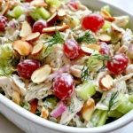 - 2 cups cooked chicken, shredded - 1 cup Greek yogurt (plain, unsweetened) - 1/4 cup mayonnaise (optional) - 1/2 cup celery, finely diced - 1/2 cup red grapes, halved - 1/4 cup red onion, finely chopped - 1/4 cup almonds, sliced - 1 tablespoon Dijon mustard - 1 tablespoon lemon juice - Salt and pepper to taste - Fresh dill for garnish (optional) To make Greek yogurt chicken salad, you need simple ingredients. Start with shredded chicken. You can use leftovers or cook some fresh. Greek yogurt is the star here. It adds creaminess and protein. Mayonnaise is optional. It gives extra richness but isn’t necessary. Next, you’ll need crunchy celery. Diced finely, it adds a nice texture. Red grapes bring sweetness. Halve them for easier bites. Red onion adds a bit of sharpness. Chop it small for balance. Sliced almonds give a great crunch. For flavor, you’ll add Dijon mustard and lemon juice. They brighten the whole dish. Finally, season with salt and pepper. Fresh dill is a lovely touch for garnish, but it’s not a must. This combination creates a tasty and healthy dish. Each bite bursts with flavor and texture. Combining Chicken and Vegetables Start by taking a large mixing bowl. Add 2 cups of shredded chicken. Next, throw in 1/2 cup of finely diced celery, 1/2 cup of halved red grapes, and 1/4 cup of finely chopped red onion. Use a spoon to mix these ingredients gently. This mix gives your salad great crunch and sweetness. Mixing the Dressing In another bowl, combine 1 cup of plain Greek yogurt with 1/4 cup of mayonnaise, if you want it extra creamy. Add 1 tablespoon of Dijon mustard and 1 tablespoon of lemon juice. Season with salt and pepper to taste. Stir this mixture until it is smooth and creamy. This dressing is what makes your salad rich and tasty. Folding the Salad Together Pour the yogurt dressing over the chicken and veggies. Now, gently fold everything together. Be careful to coat the chicken well without breaking it apart. Add in 1/4 cup of sliced almonds for a nice crunch. Taste your salad and adjust the salt and pepper if needed. Importance of Chilling Time Cover the salad with plastic wrap or a lid. Chill it in the fridge for at least 30 minutes. This chilling time helps the flavors mix better. It also makes the salad refreshing when you serve it. Gently Stirring Before Serving When you are ready to serve, take the salad out of the fridge. Give it a gentle stir to mix it again. This ensures that the dressing is evenly distributed. Garnishing Tips You can add fresh dill on top for a nice touch. It adds a pop of color and more flavor. Enjoy your Greek yogurt chicken salad! Best Methods for Cooking Chicken You can cook chicken in many ways. The best methods include grilling, baking, or poaching. Grilling adds a nice smoky flavor. Baking keeps it juicy and tender. Poaching is simple and keeps the chicken moist. Always cook chicken until it reaches 165°F. This ensures it is safe to eat. Using Leftovers for Quick Prep Using leftover chicken makes this salad fast and easy. Just shred the chicken and mix it in. This saves time when making lunch or dinner. Plus, it helps reduce food waste. You can use any cooked chicken, like rotisserie or grilled. Alternatives to Greek Yogurt If you don’t have Greek yogurt, try plain yogurt or sour cream. Both can give a creamy texture. You can also use cottage cheese for a different taste. Each option keeps the salad tasty and healthy. Mayo Substitution Options If you want less fat, skip the mayo. You can replace it with more Greek yogurt. Another choice is avocado for creaminess. Both options keep the salad rich without using mayo. Additional Flavor Enhancements To boost flavor, add spices like garlic powder or paprika. Fresh herbs like parsley or cilantro can brighten the dish. You can also mix in mustard or vinegar for a tangy kick. These small changes make a big impact on taste. {{image_2}} You can change up your Greek yogurt chicken salad with fun add-ins. Using different fruits can change the taste. For example, try adding diced apples or tart cranberries. Apples give a crisp bite. Cranberries add a sweet and tangy flavor. Both make the salad more colorful and tasty. You can also add nuts and seeds for crunch. Sliced almonds are great, but try walnuts or pecans too. These nuts boost flavor and add healthy fats. You can also sprinkle in some sunflower seeds or pumpkin seeds. They add texture and extra nutrients. Making this salad low-carb is easy. Just skip the grapes and mayo. Instead, use diced cucumbers or bell peppers. These keep the salad fresh and crunchy without extra carbs. You can also add avocado for creaminess. If you want a vegetarian option, swap the chicken for chickpeas. Chickpeas are filling and packed with protein. Mix them with the same yogurt dressing. This way, you still get a creamy, tasty salad. You can enjoy this dish in many ways to fit your diet! - Ideal Containers for Storage: Use an airtight container for the best results. Glass containers work great. They keep the salad fresh and let you see the yummy contents. - Recommended Storage Duration: You can keep the salad in the fridge for up to three days. After that, the flavors may fade. Make sure to check for any changes in smell or texture. - Do's and Don'ts for Keeping Fresh: Do keep it cold. Don't heat it in the microwave. Greek yogurt does not hold up well when heated. - Simple Ways to Revive Leftover Salad: If your salad feels dry, add a bit more Greek yogurt or lemon juice. This will freshen up the taste and texture. Consider adding more grapes or almonds for extra crunch. Can I make this salad ahead of time? Yes, you can make this salad ahead. It tastes better after chilling. Prepare it a day before. Just keep it covered in the fridge. Is it safe to consume after a few days in the fridge? Generally, it's safe for up to three days. Look for signs like odd smells or changes in texture. If it seems off, throw it out. What can I serve with Greek Yogurt Chicken Salad? This salad pairs well with whole grain bread or pita. You can also serve it on a bed of greens or with crunchy veggies. Is Greek yogurt better than regular yogurt? Greek yogurt has more protein and fewer carbs. It also has less sugar, making it a healthier choice. I love using it for creamy textures without guilt. Can I use flavored Greek yogurt in this recipe? You can, but it may change the taste. I recommend using plain yogurt for the best flavor balance. If you want sweetness, add fresh fruit instead. This blog post covered a tasty Greek yogurt chicken salad, including its ingredients, preparation, and variations. We learned how to combine shredded chicken, Greek yogurt, and fresh veggies for a healthy dish. I shared tips for cooking chicken, storing leftovers, and enhancing flavors. Enjoy creating your salad! You can customize it to fit your taste and dietary needs. This dish is not just good; it's flexible too! So, dive in and make this easy salad your own.