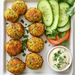 - 1 can (15 oz) chickpeas, drained and rinsed - 1/4 cup fresh parsley, chopped - 1/4 cup fresh cilantro, chopped - 1 small onion, roughly chopped - 2 cloves garlic, minced - 1 teaspoon ground cumin - 1 teaspoon ground coriander - 1/2 teaspoon baking powder - 1/2 teaspoon salt - 1 tablespoon olive oil - 1/2 cup flour (all-purpose or chickpea flour for gluten-free) The main ingredients for air fryer falafel start with chickpeas. These legumes give falafel its base. They provide protein and fiber, making the dish filling. Next, we add fresh herbs like parsley and cilantro. They add bright flavors. The onion and garlic contribute a savory depth. Spices like cumin and coriander are essential. They create that warm, earthy taste we love in falafel. Baking powder helps the falafel rise and become fluffy. Salt brings all the flavors together. Olive oil adds richness and helps give a golden color. Finally, flour helps bind the mixture. You can choose all-purpose or chickpea flour for a gluten-free option. - 1/4 teaspoon cayenne pepper - 1/2 cup flour You can spice up your falafel with cayenne pepper. It adds a nice kick. If you prefer, you can adjust the amount or skip it altogether. The type of flour can also be optional. If you want a different texture, you can try chickpea flour. - Tahini sauce - Fresh vegetables Serving suggestions enhance your falafel experience. I recommend pairing it with tahini sauce. This creamy sauce complements the falafel perfectly. For added crunch and freshness, serve with fresh vegetables like cucumber and tomato. You can also garnish with more herbs for a colorful touch. Enjoy every bite! Start by draining and rinsing the chickpeas. This step removes extra salt and helps them blend better. Next, chop the fresh parsley and cilantro. Use a sharp knife for clean cuts. Add these herbs to the chickpeas later for a fresh taste. In a food processor, combine the chickpeas, parsley, cilantro, onion, garlic, cumin, coriander, baking powder, cayenne pepper, and salt. Pulse until the mix is coarse but not smooth. You want some texture for a nice bite. Then, transfer this mix to a bowl. Add the flour and mix well. If it feels too wet, add more flour a little at a time. Be careful not to make it too dry. First, preheat your air fryer to 375°F (190°C). While it heats, shape the falafel mixture into small balls or patties, about 1.5 inches wide. Lightly brush each ball with olive oil. This helps them turn golden and crisp. Place the falafel in a single layer in the basket. Depending on your air fryer, you may need to cook in batches. Cook for about 12-15 minutes. Flip them halfway through to ensure even cooking. They should be golden brown and crispy outside when done. Remove them from the air fryer, and serve warm. To get the best falafel, avoid over-processing the mixture. You want it coarse, not smooth. If you blend too much, your falafel will be dense. When it comes to flour, both all-purpose and chickpea flour work well. Chickpea flour gives a nuttier taste. Adjust based on your preference. Use olive oil wisely to help your falafel crisp up. Brush each ball lightly with oil before cooking. This small step makes a big difference. When placing the falafel in the air fryer, arrange them in a single layer. Don’t crowd the basket. This allows hot air to circulate and crisps them evenly. Want to up the flavor? Add spices like smoked paprika or turmeric for a twist. These spices bring warmth and depth. Serve the falafel hot for the best taste. They stay crispy and delicious when served warm. Enjoy them with tahini sauce for a creamy contrast. {{image_2}} To make falafel gluten-free, use chickpea flour instead of all-purpose flour. This keeps the texture light and tasty while ensuring everyone can enjoy them. Chickpea flour binds well and adds a nice flavor. Just swap it in at the same amount as the all-purpose flour. You can easily change the falafel's flavor. Adding spices like smoked paprika or turmeric can give a new twist. Fresh herbs like dill or mint can also brighten up the taste. Want something sweeter? Try mixing in cooked sweet potatoes. They add a lovely sweetness and a unique texture. How you serve falafel can change your meal. Wrapping them in pita bread makes a fun sandwich. You can add fresh veggies and sauces inside. Another option is to serve falafel on a salad or grain bowl. Just pile them high with greens, grains, and your favorite dressing. That way, you get a complete meal in one dish! After cooking falafel, let them cool. Place them in an airtight container. This keeps moisture out and helps maintain flavor. You can store them in the fridge for up to four days. If you want to keep them longer, freezing is a great option. You can freeze both uncooked and cooked falafel. For uncooked falafel, shape them first. Place them on a baking sheet and freeze until solid. Once frozen, transfer them to a freezer bag. Cooked falafel can also be frozen. Just let them cool, then store them in a container or bag. They last up to three months in the freezer. To reheat uncooked falafel, cook them straight from the freezer. Just add a few extra minutes to the cooking time in your air fryer. For cooked falafel, thaw them overnight in the fridge first. Then, reheat in the air fryer or oven until warm. To keep falafel crispy when reheating, use your air fryer. Set it to 375°F (190°C) and cook for about 5 minutes. This method helps restore their crunch. You can also use a conventional oven. Just place them on a baking sheet and heat for about 10 minutes. Avoid the microwave, as it can make them soggy. Air fryer falafel take about 12-15 minutes to cook. Set your air fryer to 375°F (190°C). Flip them halfway for even cooking. They should look golden brown and crispy when done. Yes, you can make falafel ahead of time. Form the falafel balls and store them in the fridge. You can also freeze them for later use. Just be sure to cook them straight from the freezer. You can serve air fryer falafel with many tasty sides. Try tahini sauce, fresh veggies, and pita bread. They also pair well with salads or grain bowls for a complete meal. Falafel is a healthy option! It is made from chickpeas, which are high in protein and fiber. Using an air fryer also reduces the oil, making it a lighter choice. Yes, you can make falafel without a food processor. Simply mash the chickpeas by hand and chop the herbs finely. It may take more time, but the taste will be just as good! This post covered how to make tasty air fryer falafel. We discussed key ingredients like chickpeas and herbs. You learned steps for preparing, mixing, and cooking. Tips helped you reach the right texture and flavor. Variations showed you how to switch things up, while storage info kept leftovers fresh. In my view, making falafel at home is fun and rewarding. With this guide, you'll impress with easy, delicious meals. Enjoy your cooking journey!