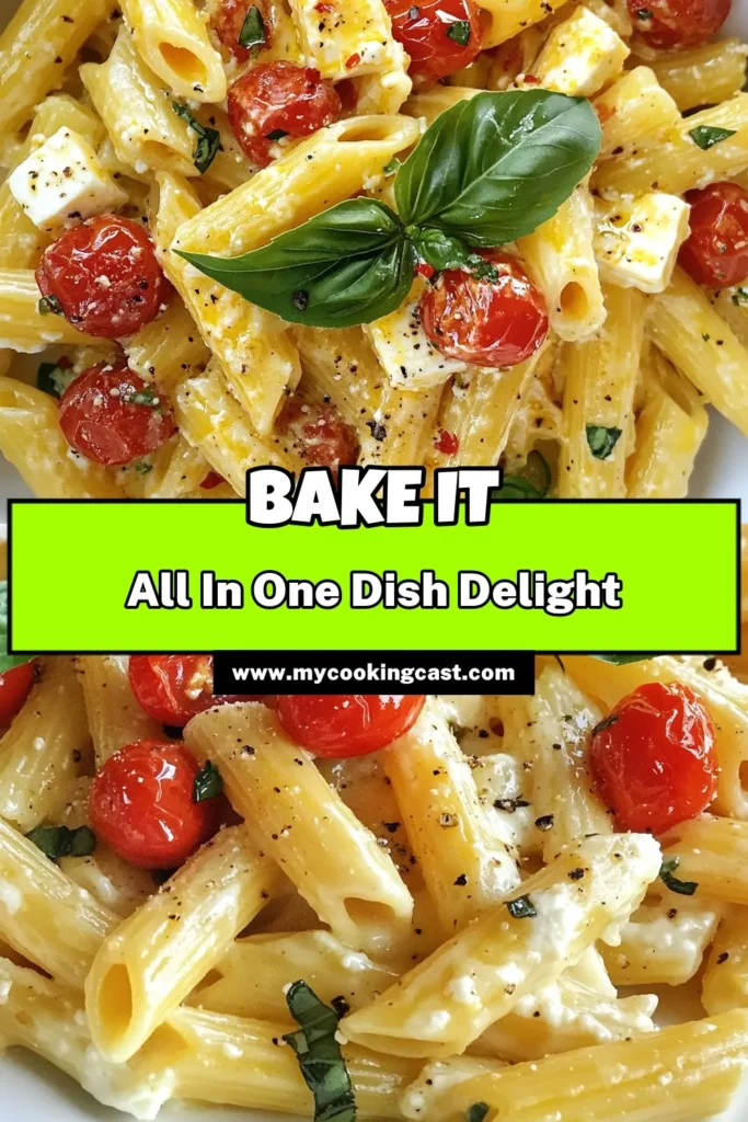 Savor the delight of this easy baked feta pasta recipe that combines creamy feta with bursting cherry tomatoes for an irresistible oven-baked feta dish. This tomato and feta pasta is perfect for weeknight dinners or impressive gatherings. Simply mix, bake, and enjoy a deliciously creamy feta pasta in no time! Don't miss out—pin this recipe for your next culinary adventure! #BakedFetaPasta #CreamyFetaPasta #EasyBakedFeta #OvenBakedFetaDish