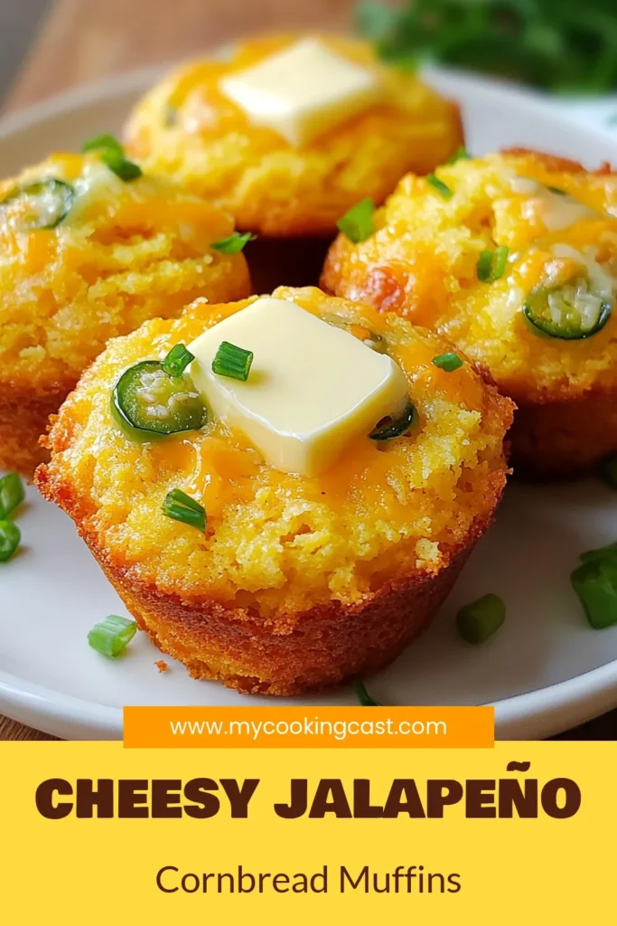 Looking for an irresistible spicy cornbread recipe? Try these Jalapeño cheddar cornbread muffins! They're perfect for a quick snack or a flavorful side. With just a few simple ingredients, you can whip up these homemade cornbread muffins in no time. Enjoy cheesy jalapeño muffins that are soft and bursting with flavor. Don’t miss out – save this easy muffin recipe for your next gathering! #JalapenoCheddar #CornbreadMuffins #EasyMuffinRecipes #SpicyCornbread