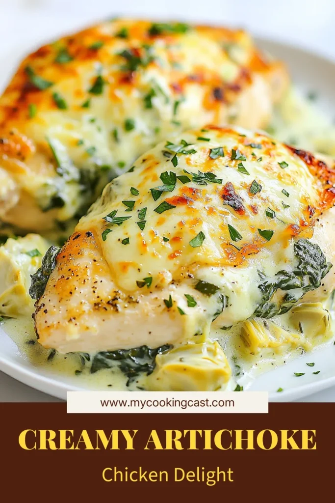 Discover how to make Creamy Spinach Artichoke Chicken, the perfect addition to your repertoire of easy chicken recipes. This baked chicken with spinach is not only delicious but also a healthy chicken dinner idea the whole family will love. Transform basic chicken into a flavorful artichoke chicken casserole with just a few ingredients. Try this recipe today and elevate your dinner game! Don’t forget to save for later! #ChickenRecipe #HealthyDinner #SpinachArtichoke #EasyMeals