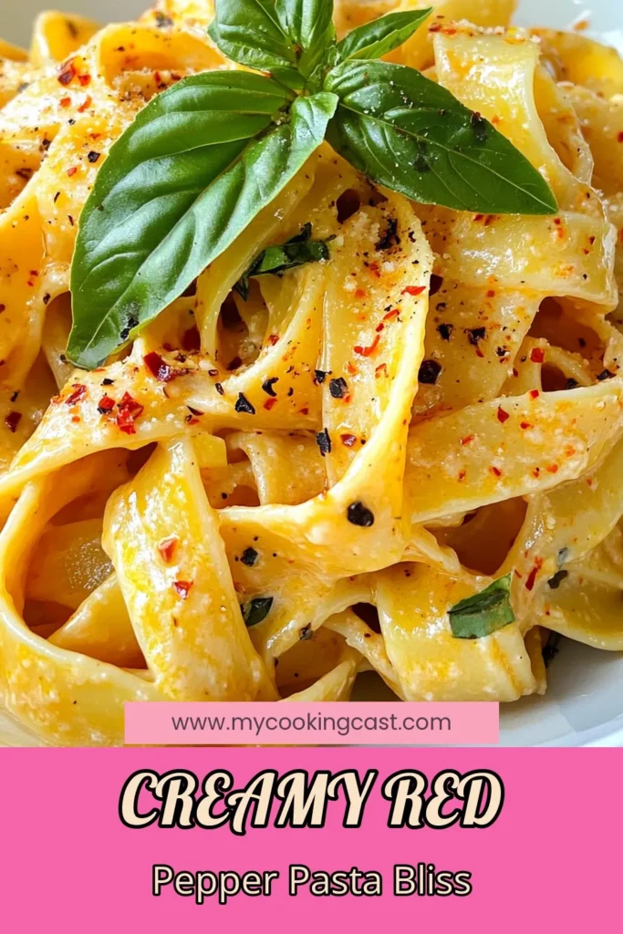 Indulge in this creamy roasted red pepper pasta that's perfect for any occasion. Featuring a vegan roasted red pepper sauce, this easy pasta recipe combines fettuccine with red peppers for a delightful meal that’s quick to whip up. With simple ingredients and homemade pasta sauce recipes at your fingertips, you’ll have a delicious dish ready in no time. Try it out and save this recipe for later! #CreamyPasta #VeganRecipes #DinnerIdeas #PastaLovers