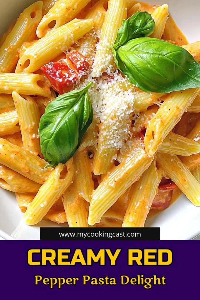 Indulge in a delightful bowl of Creamy Roasted Red Pepper Pasta that's sure to impress! This easy recipe features roasted red bell peppers blended into a rich sauce, mixed with al dente pasta, garlic, and Parmesan cheese. Perfect for a cozy dinner, this dish is both comforting and flavorful. Click through to explore this creamy pasta dish and make it for your next meal! #CreamyPasta #PastaRecipe #ComfortFood #DinnerIdeas