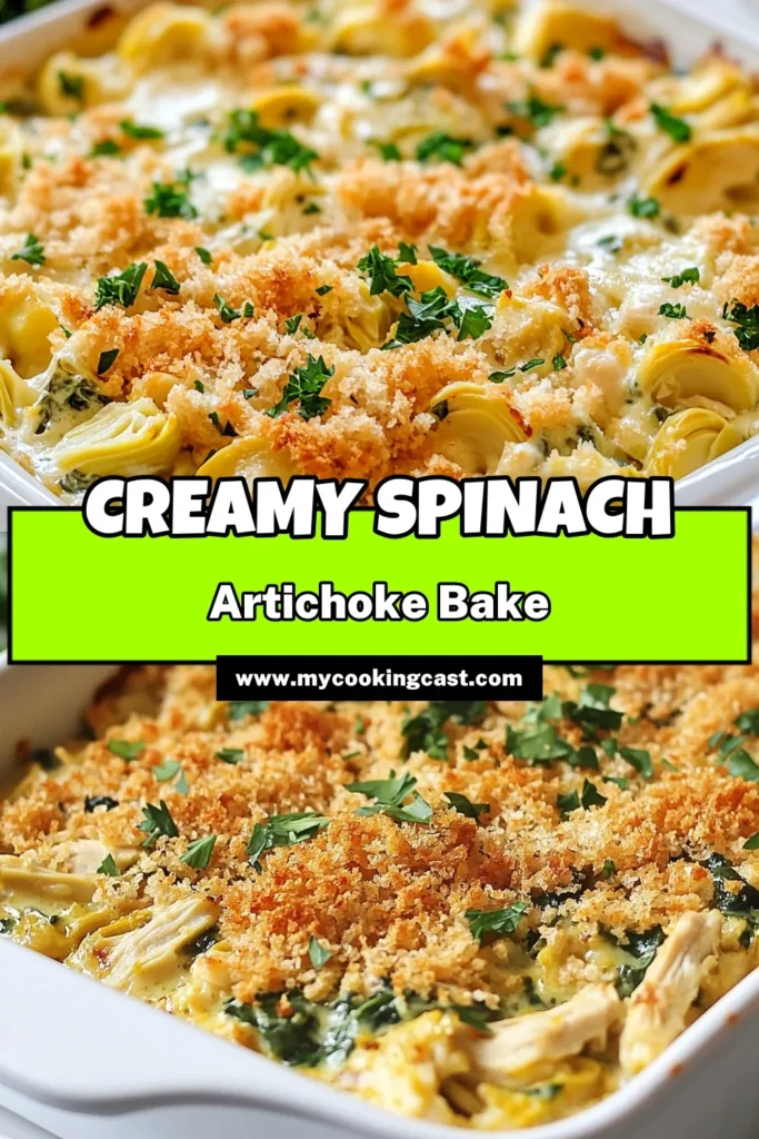 Discover the ultimate spinach artichoke chicken casserole that brings creamy comfort to your dinner table! This easy chicken casserole idea is made with tender shredded chicken, artichokes, and fresh spinach, all baked to perfection. Perfect for weeknight meals, this healthy chicken casserole recipe packs flavor in every bite. Try it tonight and enjoy a delicious baked chicken with spinach and artichokes. Save this recipe for your next family dinner! #ChickenCasserole #HealthyRecipes #SpinachArtichoke #EasyDinners