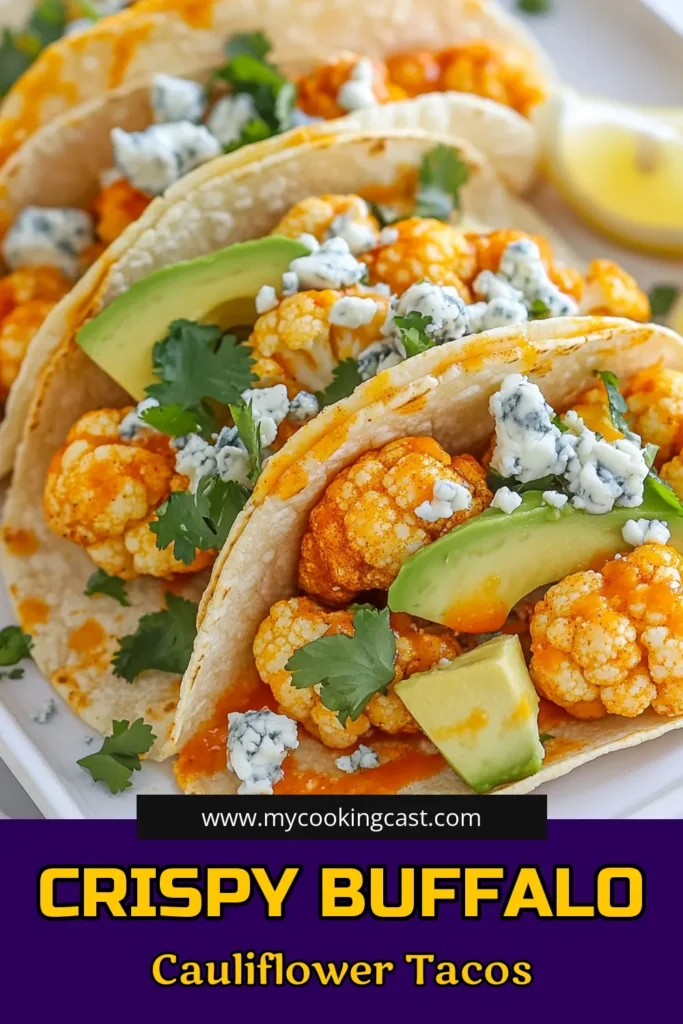 Discover the perfect blend of flavor and fun with these Buffalo Cauliflower Tacos! These vegan cauliflower tacos are not only delicious but also a healthy spicy cauliflower recipe that everyone will love. Enjoy baked cauliflower tacos drizzled with zesty buffalo sauce, topped with creamy avocado and optional blue cheese. Easy to make and perfect for any occasion, these tacos are a must-try! Save the recipe now and spice up your meals! #BuffaloCauliflowerTacos #VeganCauliflowerTacos #SpicyCauliflowerRecipe #BakedCauliflowerTacos
