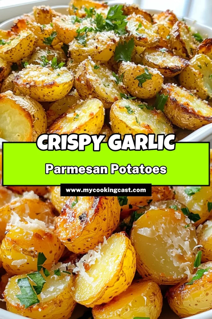 Indulge in these Garlic Parmesan Roasted Potatoes, the ultimate easy Parmesan potato side dish that will elevate any meal! This roasted baby potatoes recipe features crispy garlic potatoes seasoned with herbs for perfect flavor. In just 40 minutes, you can enjoy a delicious, crunchy side that pairs wonderfully with any main dish. Try this guide to create your new favorite herb roasted potatoes today! Don’t forget to save for later! #GarlicParmesanPotatoes #RoastedBabyPotatoes #CrispyGarlicPotatoes #EasySideDish