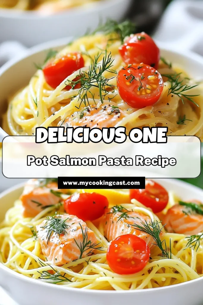 Discover the delightful flavors of One-Pot Lemon Dill Salmon Pasta! This easy salmon pasta recipe combines fresh salmon, zesty lemon, and creamy sauce for a quick dinner that's both delicious and satisfying. Perfect for busy weeknights, this creamy salmon pasta is not only simple to make but also a showstopper on your dinner table. Get the full recipe and enjoy a tasty and hassle-free meal tonight! Save this for your next dinner! #OnePotMeals #SalmonRecipe #QuickDinner #EasyPasta