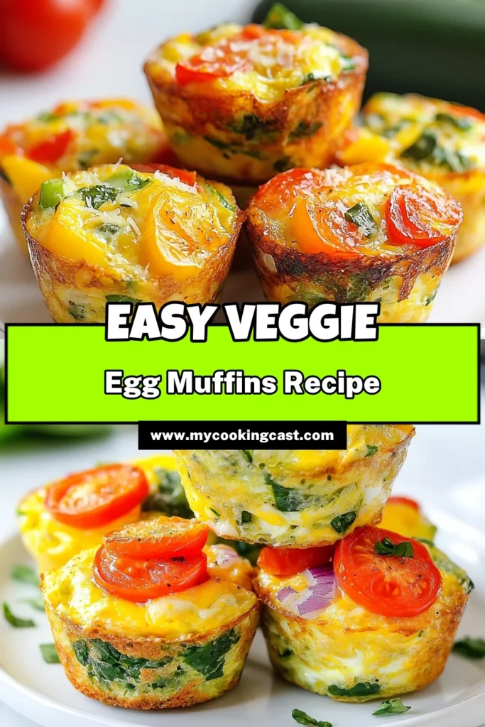 Start your day with these delicious veggie egg muffins! Packed with nutritious veggies like spinach, bell pepper, and zucchini, these healthy breakfast muffins are perfect for meal prep. This easy egg muffins recipe comes together in just 30 minutes, making it a quick and tasty option. Try these baked egg muffins with vegetables today and enjoy a wholesome breakfast that's both satisfying and nutritious. Save this recipe for a quick boost of energy! #HealthyBreakfast #EggMuffins #MealPrep #VeggieEggMuffins