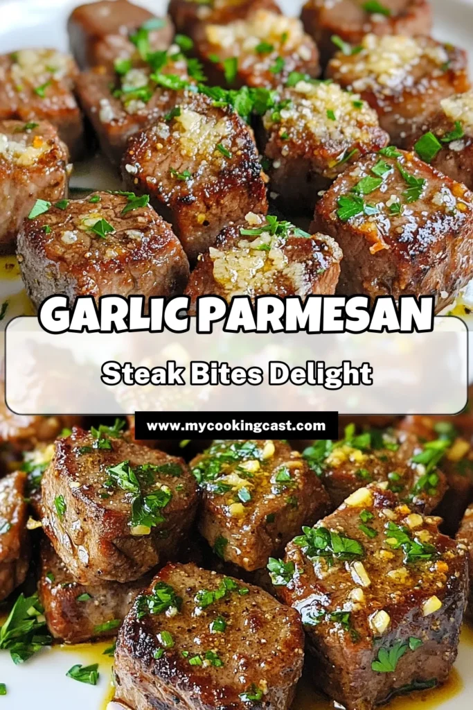 Elevate your dinner with these Garlic Parmesan steak bites! This easy steak bites recipe features tender sirloin steak marinated in a flavorful garlic and Parmesan mix, then cooked to perfection in the air fryer. Perfect for a quick weeknight meal, these air fryer steak bites are sure to impress. Try this quick garlic Parmesan recipe and savor the delightful taste! Save this recipe now for your next meal! #GarlicParmesanSteakBites #AirFryerSteakRecipe #EasySteakBites #SirloinSteakBites