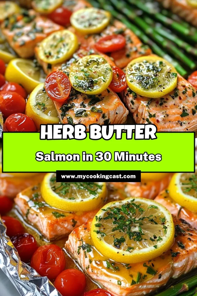 Try this easy herb butter salmon foil packet recipe for a quick healthy dinner that’s bursting with flavor! Packed with salmon fillets, fresh herbs, and vibrant vegetables, this baked salmon with vegetables dish is not only delicious but also simple to prepare. Perfect for any night of the week, it makes cleanup a breeze! Don’t miss out—save this recipe for your next family meal! #HerbButterSalmon #EasySalmonRecipes #FoilPacketSalmonRecipe #HealthyDinnerIdeas