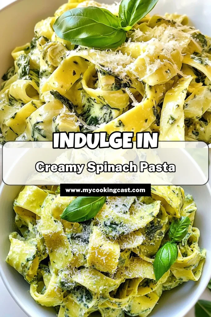 Savor the deliciousness of creamy spinach artichoke pasta with this easy pasta recipe that’s perfect for busy weeknights! This vegetarian pasta dish features tender artichoke hearts, fresh spinach, and a rich, creamy sauce that will captivate your taste buds. Ideal for anyone looking for creamy pasta sauces, this dish is quick to make and equally delightful. Try it today and elevate your dinner game! Save this recipe for later! #CreamyPasta #EasyRecipes #VegetarianDishes #PastaLovers