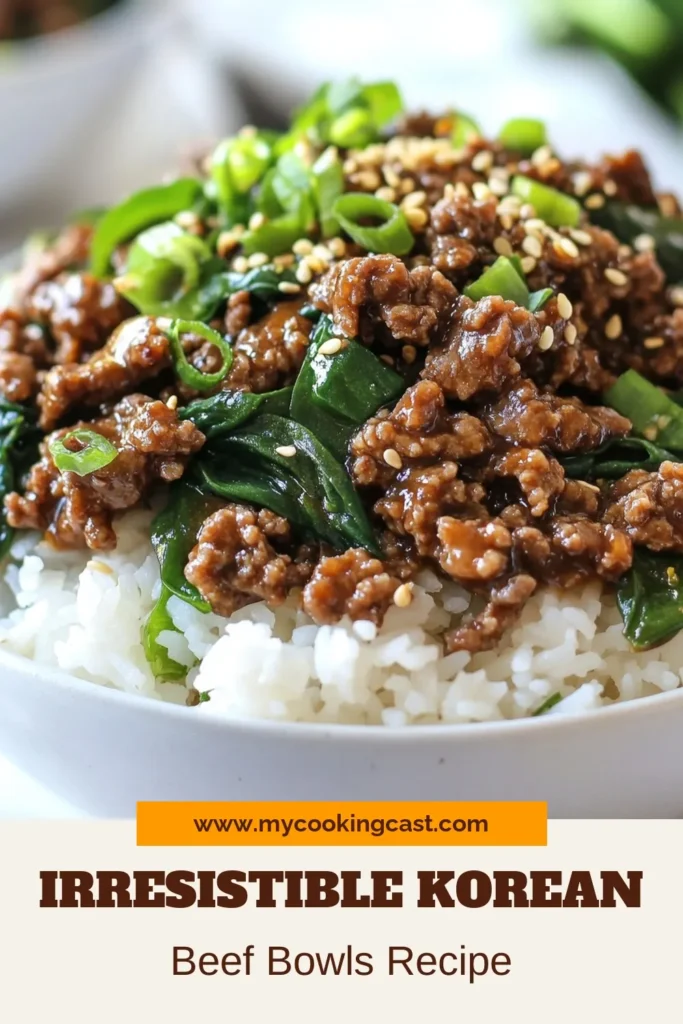 Get ready to enjoy these delicious Korean Beef Bowls, a savory beef recipe that's perfect for an easy Asian meal. This ground beef Korean recipe comes together quickly and features gochujang for that spicy kick. Serve it over jasmine rice or cauliflower rice for a delightful twist. Try this gochujang beef dish tonight and savor the flavor! Save the recipe for later! #KoreanBeefBowls #EasyAsianMeal #GroundBeefRecipe #GochujangBeefDish