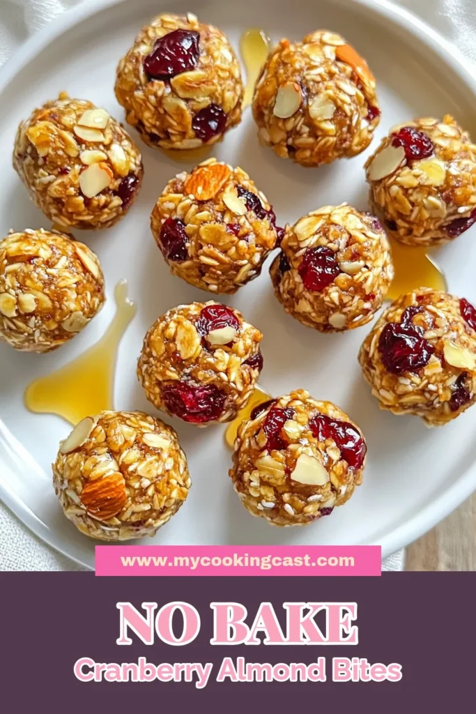 Elevate your snacking game with these delicious Cranberry Almond Energy Bites! Perfect as a healthy snack recipe, these no-bake energy bites are packed with nutritious ingredients like almond butter and dried cranberries. They're easy to make and ideal for any time of the day! Try this almond butter energy bites recipe and enjoy a tasty treat that's both satisfying and good for you. Save this recipe now! #HealthySnacks #NoBakeEnergyBites #DriedCranberryRecipes #SnackTime