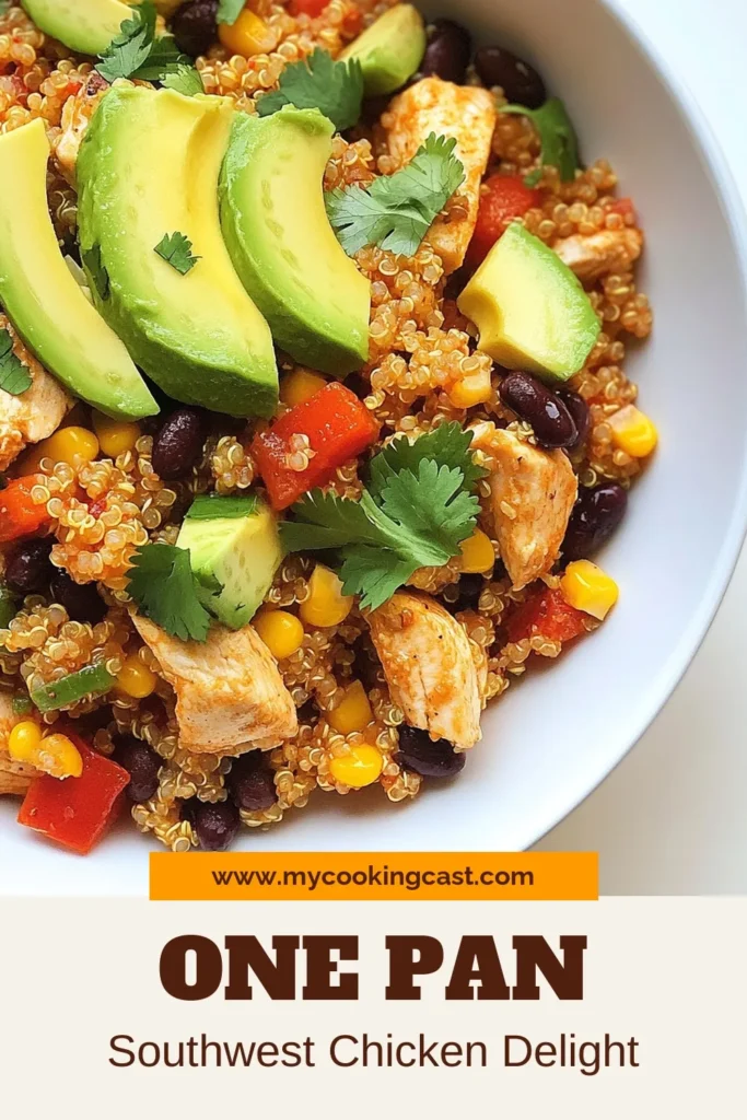 Looking for a delicious and nutritious meal? Try this Southwest chicken quinoa recipe packed with flavor! This healthy quinoa skillet is an easy chicken and quinoa dish that comes together in one pan, making it perfect for busy nights. With ingredients like quinoa with black beans and corn, you'll love how quickly this meal satisfies. Perfect for meal prep or weeknight dinners! Save this recipe for a tasty, wholesome dinner! #HealthyEating #QuinoaRecipe #OnePanMeal #EasyRecipes