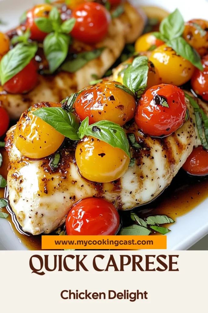 Discover the delicious Minute Caprese Chicken, a perfect blend of flavors and an ideal choice for easy chicken recipes. This quick dinner idea takes just 20 minutes and features juicy chicken breasts topped with fresh Caprese salad ingredients like tomatoes and mozzarella. Enjoy a nutritious meal with minimal effort! Try this healthy chicken dish tonight and elevate your dinner game. Save this recipe for later! #MinuteCapreseChicken #EasyChickenRecipes #QuickDinnerIdeas #HealthyChickenDishes