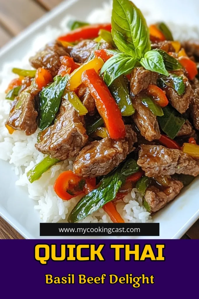 Experience the vibrant flavors of Thailand with this easy Thai Basil Beef Stir Fry! Packed with tender beef sirloin, fresh Thai basil, and a savory sauce, this Beef Stir Fry Recipe is perfect for busy weeknights. Serve it over fluffy jasmine rice for a healthy stir fry that your family will love. Try this delicious dish today and elevate your cooking game! Save this recipe for later! #ThaiBasilBeef #EasyThaiRecipes #BeefStirFry #HealthyStirFry