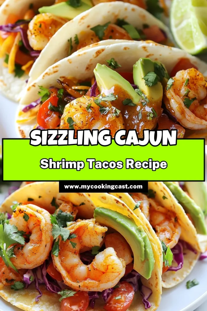 Discover the ultimate easy shrimp tacos recipe with these delicious Cajun shrimp tacos! Perfectly seasoned shrimp paired with fresh shrimp taco toppings like avocado, red cabbage, and lime create a spicy flavor explosion. Enjoy these shrimp tacos wrapped in warm corn tortillas for a satisfying meal. Don't miss out on this tasty dish—try it today! Save this recipe for your next taco night! #CajunShrimpTacos #EasyShrimpTacosRecipe #SpicyShrimpTacos #CornTortillasRecipe