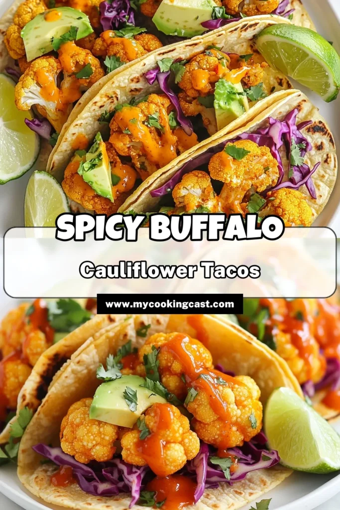 Looking for a delicious and spicy twist on taco night? Try these Buffalo Cauliflower Tacos! This easy vegetarian taco recipe brings the heat with crispy cauliflower coated in buffalo sauce, making it perfect for spicy taco fillings. Whether you're a fan of cauliflower recipes or just love tacos, this dish will be a hit. Don’t miss out – save this recipe for your next meal! #BuffaloCauliflowerTacos #VegetarianTacoRecipes #SpicyTacoFillings #CauliflowerRecipes