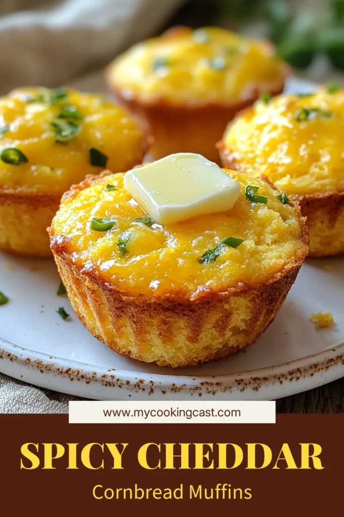 Elevate your snack game with these easy Jalapeño Cheddar Cornbread Muffins! This spicy cornbread muffins recipe features savory cheese and zesty jalapeños for a delicious twist. Perfect for brunch or as a side dish, these homemade jalapeño muffins are made with buttermilk for extra moisture. Try this recipe for cornbread muffins with cheese and add some spice to your life! Save it for later! #CornbreadMuffins #SpicyMuffins #JalapenoCheddar #EasyRecipes