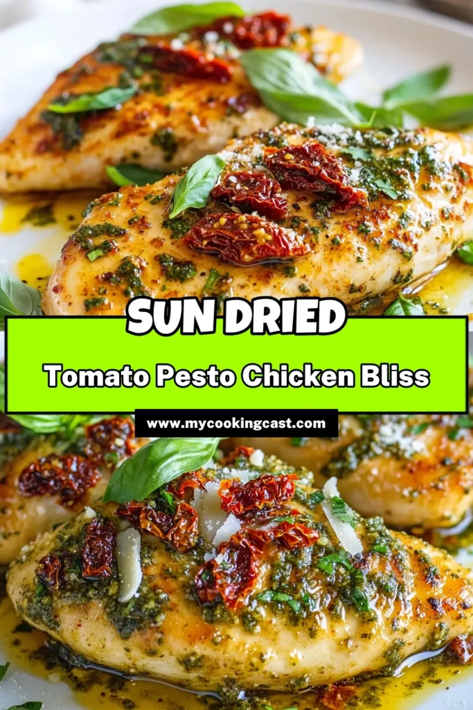 Looking for a delicious and easy chicken dinner recipe? Try this sun-dried tomato pesto chicken, an irresistible Italian chicken dish that's packed with flavor. This healthy chicken recipe is made with tender baked chicken topped with homemade sun-dried tomato pesto. Perfect for busy weeknights and sure to impress! Click for the full recipe and elevate your dinner game! #SunDriedTomatoPestoChicken #EasyChickenDinner #HealthyChickenRecipes #ItalianCooking