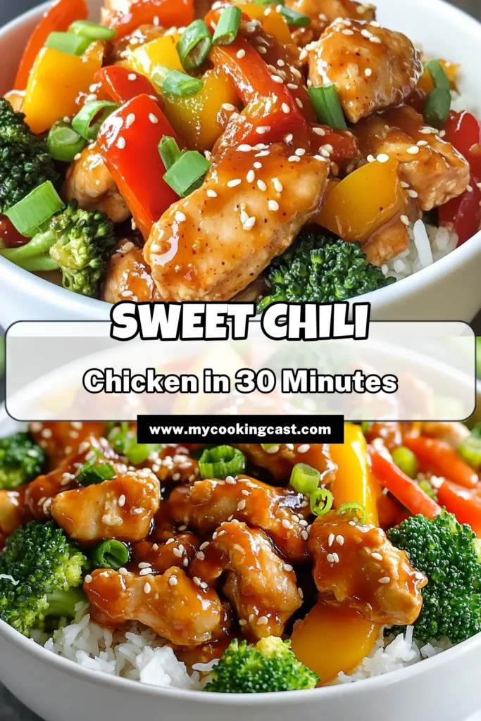 Looking for a delicious and quick dinner idea? Try this Sweet Chili Chicken Stir Fry! This easy chicken stir fry recipe combines tender chicken breast with vibrant vegetables and a sweet chili sauce for a peak flavor experience. Perfect for a healthy meal prep, this stir fry is ready in just 30 minutes! Save it to your dinner board and enjoy a nutritious meal tonight! #SweetChiliChickenStirFry #EasyStirFryRecipes #HealthyChickenRecipes #QuickDinnerIdeas