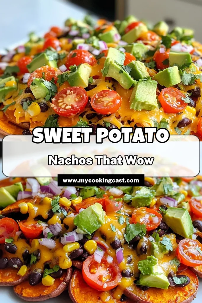 Indulge in these delicious loaded sweet potato nachos for a healthy twist on a classic favorite. This healthy nacho recipe features roasted sweet potatoes, black beans, and fresh toppings, making it perfect for a vegetarian snack or meal. Enjoy these vibrant nachos with black beans, corn, and gooey cheese. Try this easy sweet potato recipe today and delight your taste buds! Save this recipe for your next gathering! #LoadedSweetPotatoNachos #HealthyNachoRecipe #VegetarianNachos #SweetPotatoRecipes