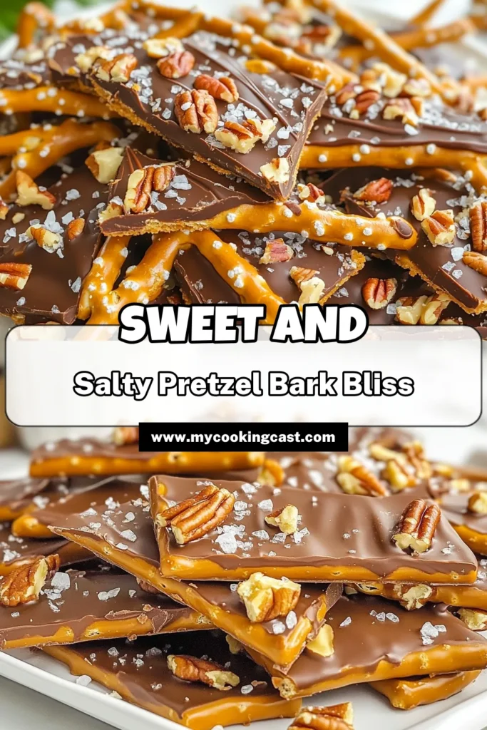 Indulge in the deliciousness of Chocolate Caramel Pretzel Bark! This easy chocolate pretzel dessert is perfect for satisfying your sweet and salty cravings. With our no-bake caramel bark recipe, you can create mouthwatering homemade chocolate dessert recipes that everyone will love. It's an irresistible treat that's quick to make and perfect for sharing. Try this delightful recipe today and save it for later! #ChocolateCaramelPretzelBark #EasyDessert #HomemadeChocolate #NoBakeTreats
