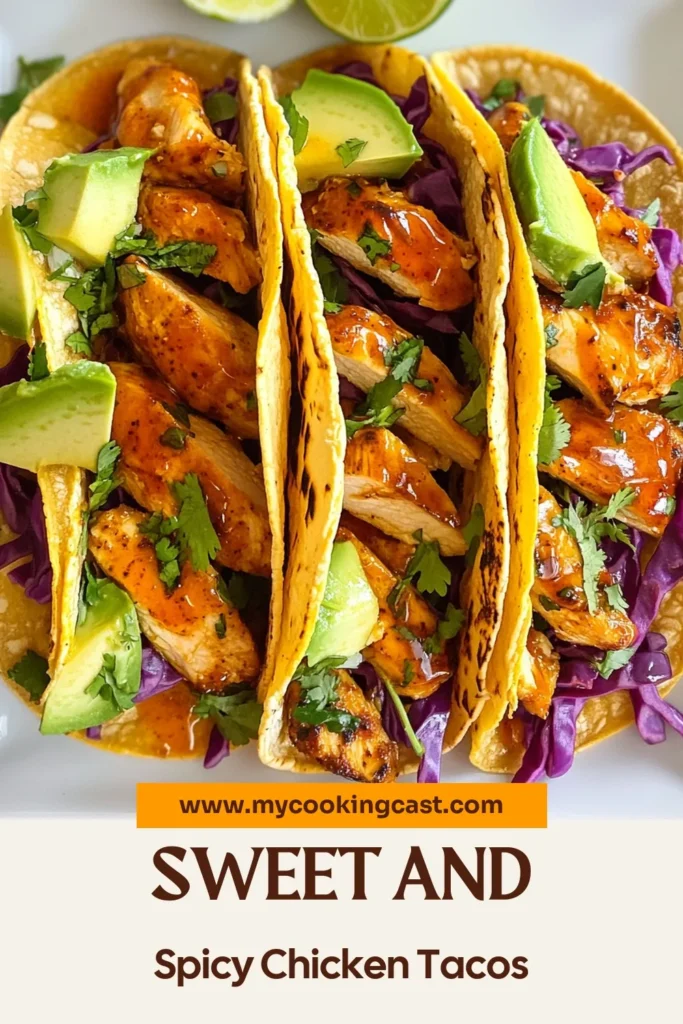 Transform your taco night with these Honey Sriracha chicken tacos that pack a spicy kick! This easy taco night idea features grilled chicken marinated in honey and Sriracha, creating a mouthwatering experience. Enjoy the perfect blend of flavors in this spicy chicken taco recipe, topped with fresh avocado. Ideal for casual dinners or gatherings, this avocado chicken taco recipe will impress your guests! Try it now! #TacoTuesday #ChickenTacos #SpicyFood #EasyRecipes