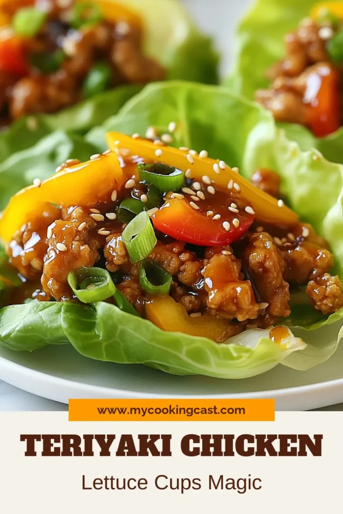 Discover the deliciousness of teriyaki chicken lettuce cups! This healthy chicken recipe combines ground chicken with low-sodium teriyaki sauce and fresh veggies for an easy Asian recipe that's perfect for a light meal. Quick to prepare in just 30 minutes, these low-sodium teriyaki chicken dishes are a crowd-pleaser. Don’t miss out – save this recipe and try it today! #HealthyRecipes #EasyAsianRecipes #TeriyakiChicken #GroundChickenDishes