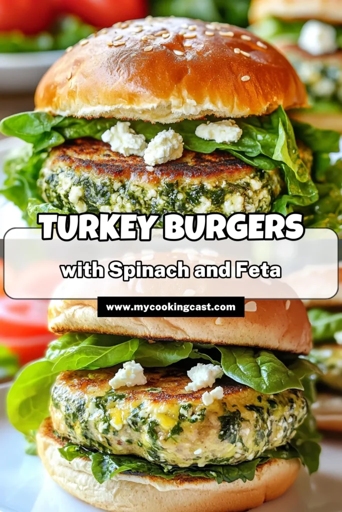 Looking for a delicious and healthy dinner option? Try these Spinach Feta Turkey Burgers! This Healthy Turkey Burger Recipe combines ground turkey, fresh spinach, and crumbled feta for a flavorful twist on the classic burger. Easy to make and perfect for weeknight meals, this Ground Turkey Burger with Spinach is a hit for the whole family. Don't miss out on this tasty Whole Wheat Burger Recipe—save it now! #HealthyEating #TurkeyBurgers #MealPrep #RecipeIdeas