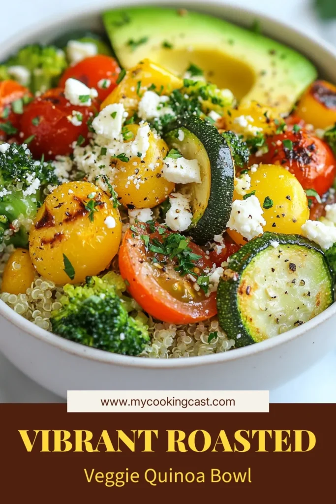 Discover the vibrant and nutritious roasted veggie quinoa bowl that's perfect for your meal prep! Packed with flavor, this healthy quinoa recipe features oven-roasted vegetables tossed with fluffy quinoa, making it an ideal vegan quinoa salad. Enjoy a delicious gluten-free quinoa dinner that satisfies without compromising on taste. Try it today and elevate your veggie game! Save this recipe for later! #HealthyRecipes #VeganEats #GlutenFree #MealPrepIdeas