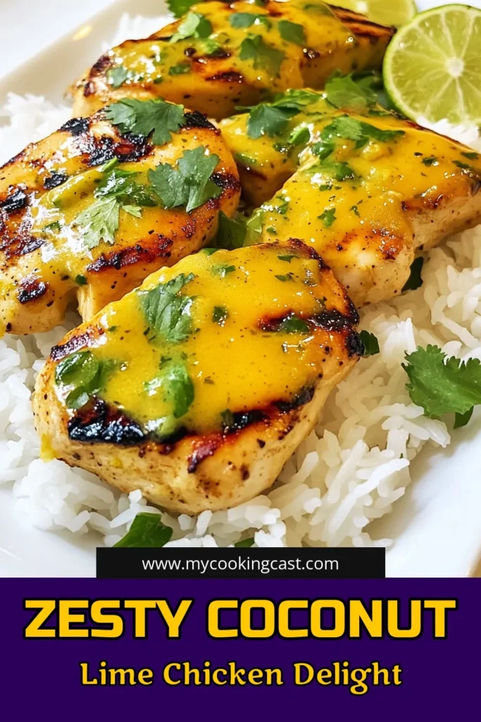 Indulge in a tropical delight with this Coconut Lime Chicken recipe! Perfect for a refreshing dinner, this easy chicken marinade combines coconut milk, zesty lime, and honey for a flavorful grilled chicken with coconut milk that will impress your family and friends. Ideal for summer grilling, this cilantro lime chicken will transport your taste buds to paradise. Try this tropical chicken dish today! Save for later! #CoconutLimeChicken #GrilledChicken #EasyChickenMarinade #TropicalRecipes