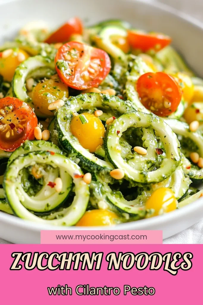 Discover the deliciousness of cilantro pesto zucchini noodles with this vibrant zoodles recipe! Perfect for a healthy zucchini pasta option, this dish is packed with flavor and nutrition. Using vegan cilantro pesto, it's a fantastic low-carb zucchini noodles meal that's both satisfying and quick to prepare. Try it today and elevate your mealtime! Save this recipe for later! #ZoodlesRecipe #VeganCilantroPesto #HealthyZucchiniPasta #LowCarbZucchiniNoodles