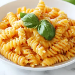 To make creamy roasted red pepper pasta, you'll need a few simple ingredients. Here's what you need: - 12 oz pasta (fusilli or penne recommended) - 2 large red bell peppers - 1 tablespoon olive oil - 3 cloves garlic, minced - 1 cup heavy cream - 1/2 cup grated Parmesan cheese - 1/2 teaspoon red pepper flakes - Salt and pepper to taste - Fresh basil leaves, for garnish Each ingredient plays a key role in making this dish delicious. The red bell peppers give a sweet and smoky flavor. The heavy cream makes the sauce rich and smooth. Parmesan cheese adds a savory touch, while red pepper flakes offer a hint of spice. You can adjust the amount of red pepper flakes based on how spicy you want the dish. Fresh basil leaves add a nice, fresh finish to every plate. {{ingredient_image_1}} - Preheat your oven to 450°F (230°C). - Cut the red bell peppers in half and remove the seeds. - Place the peppers cut-side down on a baking sheet. - Roast in the oven for 20 minutes until the skin is blistered and charred. Roasting the peppers is key. It gives them a deep, rich flavor. The high heat helps to caramelize the sugars. You’ll notice a sweet, smoky taste in the final dish. - In a large pot, bring salted water to a boil. - Add the pasta and cook according to package instructions until al dente. - Drain the pasta and set it aside. Cooking the pasta right is important. Al dente means the pasta is firm, not mushy. This texture helps it hold the sauce well. - After roasting, remove the peppers. Place them in a bowl and cover with plastic wrap for 10 minutes. This steams the peppers and helps loosen the skin. - Peel off the skins from the peppers. Put the flesh in a blender or food processor. - Add minced garlic and olive oil. Blend until smooth. - In a large skillet over medium heat, pour in the roasted red pepper mixture. - Stir in the heavy cream and bring it to a gentle simmer. The creamy sauce will coat the pasta perfectly. It’s a blend of sweet and savory flavors. Adding the garlic enhances the taste even more. To get that perfect creamy texture, heavy cream is key. It adds richness and smoothness. When you heat the cream, do it gently. If you heat it too fast, it may curdle. Mix in the grated Parmesan cheese when the cream is warm. Stir until the cheese melts completely. This helps create a thick and velvety sauce. Roasting red peppers brings out their sweet flavor. To roast them well, cut each pepper in half and remove the seeds. Place them cut-side down on a baking sheet. Roast them in a hot oven at 450°F (230°C) for about 20 minutes. You want the skin to blister and char. After roasting, cover them with plastic wrap for about 10 minutes. This steams the peppers, making the skin easier to peel off. The red pepper flakes add a nice kick. If you want more heat, feel free to add more. Taste the sauce as you go. You can also adjust the salt and pepper to your liking. Remember, seasoning makes or breaks a dish. Don't be afraid to tweak it until it suits your taste! Pro Tips Roasting Peppers for Flavor: Roasting the red peppers until they're blistered enhances their natural sweetness and adds a smoky depth to the sauce. Perfectly Cooked Pasta: For the best texture, cook your pasta until al dente; it will continue to cook slightly when combined with the sauce. Adjusting Heat Levels: If you prefer a spicier dish, increase the amount of red pepper flakes gradually until you reach your desired heat level. Fresh Garnish: Always finish with fresh basil leaves; they add a bright, herbal note that complements the creamy sauce beautifully. {{image_2}} You can boost this dish with tasty additions. For protein, try grilled chicken or shrimp. Both add flavor and heartiness. If you want more veggies, spinach is a great choice. It wilts nicely in the sauce and adds nutrients. You can also use mushrooms or zucchini for a colorful twist. Adding these ingredients makes your creamy roasted red pepper pasta even more satisfying. While fusilli and penne are great choices, you can use other pasta shapes too. Farfalle, or bow-tie pasta, makes the dish fun and appealing. Spaghetti or linguine can also work well. Just remember to cook it until it's al dente for the best texture. Feel free to experiment with shapes you love! If you want a dairy-free version, there are easy swaps. Use coconut cream or cashew cream instead of heavy cream. Both options keep the dish creamy and rich. For cheese, try nutritional yeast or a dairy-free Parmesan. These alternatives still give you that cheesy flavor without the dairy. Enjoy your creamy roasted red pepper pasta without worry! Store any leftovers in an airtight container. Let the pasta cool before sealing it. Place it in the fridge for up to three days. This keeps the flavors fresh and tasty. To reheat, use your stove or microwave. For the stove, warm it in a pan over low heat. Add a splash of cream for extra smoothness. Stir gently until hot. In the microwave, use a safe dish. Heat in short bursts, stirring in between. This helps keep the creaminess. You can freeze this pasta dish too. Use a freezer-safe container. Make sure to leave some space for expansion. It will stay good for up to three months. To defrost, move it to the fridge overnight. Reheat it gently, adding cream if needed. This keeps it creamy and delicious. Yes, you can make this recipe ahead of time. Here’s how: - Roast the peppers and store them in an airtight container. Keep them in the fridge for up to three days. - Cook the pasta and toss it with a bit of olive oil. This helps prevent sticking. - Prepare the sauce and keep it in a separate container. It will stay fresh for about three days in the fridge. When you are ready to eat, just reheat everything. Mix the pasta with the sauce in a skillet. Heat until warm, and enjoy! To add some heat to your sauce, try these tips: - Increase red pepper flakes. Start with an extra 1/4 teaspoon and taste as you go. - Add fresh chili peppers. Chop them finely and mix them into the sauce. - Include hot sauce. A few drops can really amp up the flavor. Adjust these suggestions based on your heat preference. Enjoy a spicy kick! If you want a lighter option, here are some alternatives to heavy cream: - Greek yogurt. It adds creaminess and a slight tang. - Coconut cream. This will give you a rich and dairy-free choice. - Cashew cream. Soak cashews in water, blend them, and use this creamy mix. Each option changes the flavor a bit, so pick what suits your taste! In this blog post, we explored a delicious pasta dish with roasted red peppers and creamy sauce. We discussed the key ingredients, step-by-step cooking methods, and helpful tips. You learned how to store leftovers and reheat them perfectly. Remember that you can customize this dish with different proteins and pasta options to suit your taste. Enjoy creating this flavorful meal that everyone will love, and don't shy away from experimenting. Cooking should always be fun and rewarding!