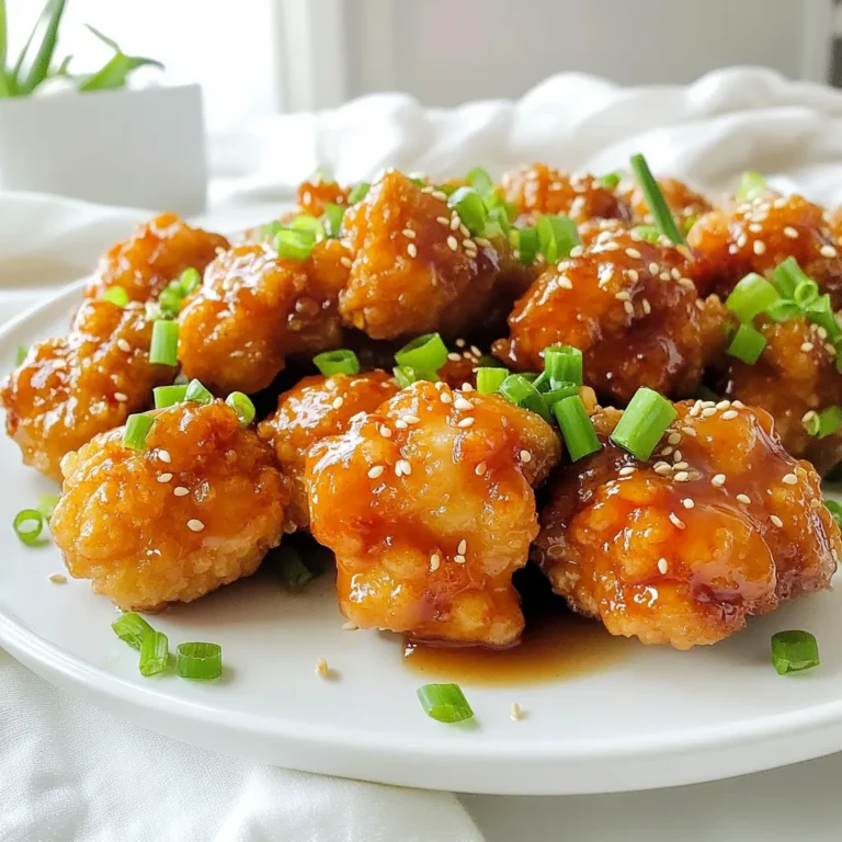 - 1 pound boneless, skinless chicken breasts, cut into bite-sized pieces - 1/4 cup honey - 3 tablespoons soy sauce (low sodium) - 3 cloves garlic, minced - 1 tablespoon ginger, grated - 1 teaspoon sesame oil - 1/2 teaspoon red pepper flakes - Chopped green onions for garnish - Sesame seeds for garnish - Air fryer - Mixing bowl - Measuring cups and spoons The main star of this dish is the chicken. I love using boneless, skinless chicken breasts for their juicy texture. The honey adds a sweet touch, while the soy sauce gives depth. Garlic and ginger bring a beautiful aroma and flavor to the mix. If you want a little kick, add red pepper flakes. A dash of sesame oil enhances the taste. Finally, some green onions and sesame seeds make great garnishes. They add color and crunch to your plate. You will need an air fryer for that perfect crispiness. A mixing bowl helps you combine all the ingredients. Measuring cups and spoons ensure you get the right amounts. These tools make cooking easy and fun! 1. Start by grabbing a medium bowl. 2. In this bowl, combine: - 1/4 cup honey - 3 tablespoons low-sodium soy sauce - 3 cloves garlic, minced - 1 tablespoon grated ginger - 1 teaspoon sesame oil - A pinch of red pepper flakes (optional) - Salt and pepper to taste Whisk everything together until well mixed. This mix gives chicken a sweet and savory taste. 1. Take your 1 pound of boneless, skinless chicken breasts. Cut them into bite-sized pieces. 2. Add these chicken pieces to the marinade. Stir gently to coat each piece well. 3. Cover the bowl. Let the chicken marinate for at least 30 minutes. You can marinate it for up to 2 hours for a stronger flavor. 1. Preheat your air fryer to 400°F (200°C). This should take about 5 minutes. 2. After marinating, drain the extra marinade from the chicken. 3. Toss the chicken pieces in 1 tablespoon of cornstarch. This coating helps make the chicken crispy. 4. Place the coated chicken bites in a single layer in the air fryer basket. Do not overcrowd. Cook in batches if needed. 5. Air fry the chicken for 10-12 minutes. Shake the basket halfway through. This step helps cook the chicken evenly. 6. Check that the chicken is golden brown and cooked through. The internal temperature should read 165°F (75°C). 7. If you'd like, toss the chicken in any remaining thick marinade for extra flavor. 8. Garnish with chopped green onions and sesame seeds before serving. Enjoy these tasty bites as a delightful treat! To get the perfect crispy bite, use cornstarch. It coats the chicken and creates a nice crunch. Toss the chicken in cornstarch right before cooking. This step makes a big difference. Proper spacing in the air fryer is key. Lay the chicken pieces in a single layer. Avoid crowding the basket. If needed, cook in batches. This allows hot air to circulate, making every piece crisp. You can adjust the marinade to fit your taste. If you like it sweeter, add more honey. For a stronger kick, add extra garlic or ginger. Test your mix before marinating the chicken. It’s fun to experiment with flavors! Consider adding spices like black pepper or cumin. These can bring a new layer of taste. Just a little can go a long way. You can also sprinkle red pepper flakes for some heat. Keeping your air fryer clean is easy. After each use, wipe down the basket and tray. Use warm, soapy water and a soft sponge. This helps prevent stuck-on food. To keep your air fryer lasting longer, avoid using metal utensils inside. They can scratch the non-stick surface. Instead, use silicone or wooden tools when serving or removing your food. {{image_2}} You can change the protein in this recipe. Shrimp or tofu works great. Both soak up the honey garlic flavor well. - Shrimp: Use peeled and deveined shrimp. Cook them for about 8-10 minutes. - Tofu: Firm tofu is best. Press it to remove excess water before marinating. Feel free to swap the sauce too. For a spicy twist, try sriracha or sweet chili sauce. You can even experiment with a teriyaki sauce for a different taste. These chicken bites are versatile. They pair well with rice or roasted vegetables. Here are some fun ways to serve them: - Rice Bowl: Serve over steamed rice and top with veggies. - Skewers: Thread cooked chicken bites onto skewers for a fun presentation. - Salads: Toss them into a fresh salad for added protein. You can also serve them as appetizers. Add toothpicks and a side of dipping sauce for a party. Kids love these chicken bites! You can make them even more kid-friendly. - Adjust Spice: Reduce or skip the red pepper flakes for a milder taste. - Fun Shapes: Use cookie cutters to make fun shapes with the chicken pieces before cooking. Serve the bites with cute dipping sauces. Honey mustard or ketchup are always hits with kids. To keep your honey garlic chicken bites fresh, refrigerate them. Place the bites in an airtight container. They stay good for up to three days. If you want to save them longer, consider freezing. For freezing, let the chicken bites cool completely. Then, put them in a freezer-safe bag or container. They can last for up to three months. When it's time to eat leftovers, you want them crispy again. The best way to reheat is in the air fryer. Preheat it to 350°F (175°C). Place the chicken bites in a single layer. Heat for about 5 to 7 minutes. This method keeps them crunchy. Make sure they reach a safe temperature of 165°F (75°C) before serving. These chicken bites work great for meal prep. You can pack them with rice or veggies for lunch. They are easy to grab for busy days. Try adding them to salads or wraps. This way, you have quick meals ready to go. You can also serve them as snacks with a dipping sauce. Enjoy the flavor and fun of honey garlic chicken bites all week long! Yes, you can use frozen chicken. Just remember to thaw it first. Place the chicken in the fridge overnight to thaw safely. If you are in a hurry, you can use the microwave's defrost setting. After thawing, cut the chicken into bite-sized pieces. Then, marinate it as usual for at least 30 minutes. This step helps infuse flavor and keeps the chicken moist. To make sure your chicken is cooked well, check its internal temperature. Use a meat thermometer to measure the thickest part of the chicken. It should reach 165°F (75°C) for safe eating. If you don’t have a thermometer, you can cut a piece open. The meat should be white, not pink. Honey garlic chicken bites are a tasty option. Air frying uses less oil than traditional frying, making it healthier. Here are some benefits of air frying: - Lower fat content - Fewer calories - Retains nutrients Plus, this recipe uses lean chicken breast and wholesome ingredients like garlic and ginger. Enjoy these bites guilt-free! This blog covered making tasty honey garlic chicken bites. You learned about key ingredients like chicken, honey, and soy sauce. The step-by-step guide showed how to prepare, marinate, and air fry the chicken. Try different spices or proteins for new flavors. Remember to enjoy these bites with family and friends. With proper storage and reheating tips, your leftovers stay great. Enjoy your tasty creations, and don’t hesitate to get creative in the kitchen!