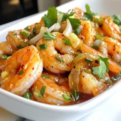 To make sweet chili garlic shrimp, gather these key items: - 1 pound large shrimp, peeled and deveined - 3 cloves garlic, minced - 1/4 cup sweet chili sauce - 1 tablespoon soy sauce - 1 tablespoon lime juice - 1 tablespoon olive oil - 1 teaspoon fresh ginger, grated - 1/2 teaspoon red pepper flakes (adjust to taste) - Salt and pepper to taste These ingredients work together to create a sweet and savory flavor. The shrimp soak up all the tasty goodness. For a fresh touch, consider these garnishes: - 2 green onions, sliced - Fresh cilantro leaves (optional) Garnishes add color and freshness. They elevate the dish and make it more appealing. If you lack some ingredients, here are a few swaps: - Use frozen shrimp if fresh is not available. - Replace soy sauce with tamari for a gluten-free option. - Swap lime juice with lemon juice for a different zing. - Use garlic powder instead of fresh garlic, if needed. These substitutions keep the dish tasty, even if you don't have everything on hand. {{ingredient_image_1}} To make the marinade, grab a bowl. Add 1/4 cup of sweet chili sauce. Then, toss in 1 tablespoon of soy sauce and 1 tablespoon of lime juice. Next, add 3 cloves of minced garlic and 1 teaspoon of grated fresh ginger. For a little kick, include 1/2 teaspoon of red pepper flakes. Stir all these ingredients together until well mixed. This mix will give the shrimp a tasty sweet and spicy flavor. Now, it's time for the shrimp. Use 1 pound of large shrimp that are peeled and deveined. Place the shrimp in the bowl with the marinade. Make sure each shrimp gets covered well. Once they are coated, cover the bowl with plastic wrap. Put it in the fridge for 15 to 30 minutes. This step helps the shrimp soak up all the great flavors. Heat a large skillet on medium-high heat and add 1 tablespoon of olive oil. When the oil is hot, add the marinated shrimp in a single layer. You may need to cook them in batches. Let them cook for about 2 to 3 minutes on one side. They should turn pink and opaque. After that, flip the shrimp over. Cook for another 2 to 3 minutes. Make sure they are fully cooked but not rubbery. Season with salt and pepper to taste. Once done, take them off the heat and garnish with sliced green onions and optional cilantro leaves. Serve them over jasmine rice or with some sautéed veggies for a great meal! To make sweet chili garlic shrimp perfectly, start with a hot skillet. Heat the olive oil before adding the shrimp. This helps the shrimp cook fast and keeps them juicy. Cook in batches if needed. Crowding the pan makes the shrimp steam instead of sear. Each shrimp should get a nice sear for that great flavor. You can control the heat with red pepper flakes. If you like it spicy, add more flakes. For less heat, reduce the amount. The sweet chili sauce adds a nice balance. This sauce is sweet but has a kick too. Taste your marinade first. Adjust it to fit your taste before marinating the shrimp. Serve your sweet chili garlic shrimp over jasmine rice. The rice soaks up the tasty sauce. You can also pair it with sautéed vegetables. Broccoli and bell peppers work well. They add color and crunch to your meal. For a fresh touch, add a squeeze of lime on top before serving. This brightens the dish and adds zest. Pro Tips Marinate Longer for More Flavor: For an even bolder taste, let the shrimp marinate for up to an hour. This allows the flavors to penetrate the shrimp more deeply. Adjust Spice Level: If you prefer a milder dish, reduce the amount of red pepper flakes or leave them out entirely. You can always add a sprinkle when serving for those who enjoy heat. Use Fresh Shrimp: Whenever possible, opt for fresh shrimp instead of frozen. Fresh shrimp have a better texture and flavor, making your dish even more delightful. Don't Overcook the Shrimp: Keep a close eye on the shrimp while cooking; they only need about 4-6 minutes total. Overcooking can lead to a rubbery texture. {{image_2}} You can switch up the flavors with different sauces. Try teriyaki or hoisin sauce for a sweet twist. For a tangy kick, use a mix of barbecue sauce and honey. If you want a spicy bite, add sriracha or chili paste. Each sauce creates a unique taste for your shrimp. If shrimp isn't your favorite, you can use other proteins. Chicken breast works well with this recipe. Cut it into small pieces and marinate just like the shrimp. Tofu is a great plant-based option. Use firm tofu, cut into cubes, and marinate for the same time. Cook it until golden brown for a tasty dish. For a vegetarian version, try using vegetables. Bell peppers, zucchini, and broccoli can soak up the marinade nicely. Marinate them just like the shrimp. You can also use a mix of mushrooms for a meaty texture. These options bring flavor and color to your meal, making it just as delightful. To keep your sweet chili garlic shrimp fresh, place leftovers in a sealed container. Store them in the fridge. They can last up to three days. Make sure they cool down first. This keeps them safe and tasty. When ready to eat, check for any odd smell or color before reheating. You can freeze sweet chili garlic shrimp for longer storage. Put the shrimp in a freezer-safe bag. Remove as much air as possible before sealing. Label the bag with the date. They can stay fresh for up to three months. When you want to use them, move the bag to the fridge to thaw overnight. Reheat leftovers gently to keep them juicy. You can use a skillet over medium heat. Add a splash of water or broth to keep them moist. Stir often until heated through. You can also use the microwave. Heat them in short bursts, checking often to avoid overcooking. Yes, you can use frozen shrimp. Just remember to thaw them first. Place the shrimp in a bowl of cold water for about 15-20 minutes. This method helps them thaw quickly and safely. After thawing, pat the shrimp dry with a paper towel. This step ensures the marinade sticks well to the shrimp. To make the dish spicier, add more red pepper flakes. You can also use fresh chopped chili peppers. If it’s still not spicy enough, try a dash of hot sauce. Adjust according to your taste. Remember, spice can build up, so add a little at a time. Some great sides include jasmine rice or fried rice. These pair well with the shrimp's sweet and spicy flavors. You can also serve it with sautéed vegetables like bell peppers or broccoli. A simple green salad with a light dressing works well too. These sides create a balanced meal and enhance the shrimp's taste. This blog post walks you through making Sweet Chili Garlic Shrimp. You learned about key ingredients, optional garnishes, and how to switch items if needed. I shared step-by-step instructions for marinating and cooking shrimp. I also included tips for cooking techniques and heat adjustments. You explored sauce variations, storage tips, and answers to common questions. Remember, cooking should be fun and creative. Enjoy experimenting with new flavors and variations. Happy cooking!