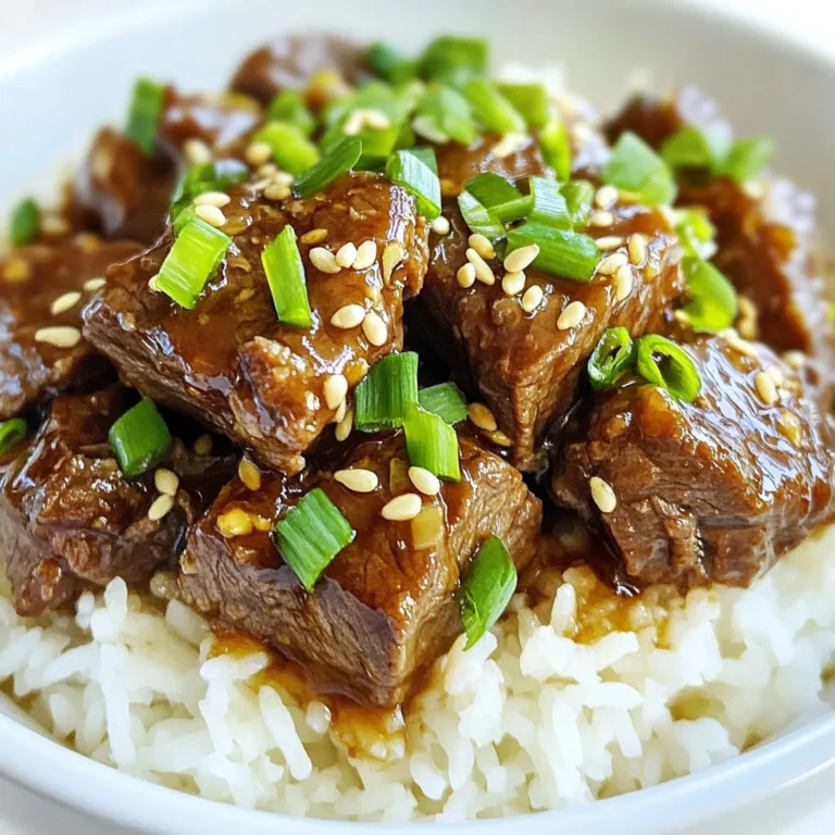 To make Instant Pot Teriyaki Beef, gather these items: - 1.5 pounds beef chuck roast, cut into 1-inch cubes - 1 cup low-sodium soy sauce - 1/2 cup brown sugar - 1/4 cup rice vinegar - 2 tablespoons sesame oil - 3 cloves garlic, minced - 1 tablespoon fresh ginger, grated - 1 cup beef broth - 2 tablespoons cornstarch - 2 tablespoons cold water - 1 green onion, sliced (for garnish) - Sesame seeds (for garnish) You can make your dish pop with these garnishes: - Sliced green onions for a fresh crunch - Toasted sesame seeds for a nutty taste If you need swaps, here are some ideas: - Use chicken or pork instead of beef for a different flavor. - Swap brown sugar with honey or maple syrup for sweetness. - Use apple cider vinegar if you don’t have rice vinegar. - For a gluten-free version, choose tamari instead of soy sauce. These options help you customize the dish based on what you have at hand. Enjoy cooking! {{ingredient_image_1}} Start with 1.5 pounds of beef chuck roast. Cut it into 1-inch cubes. Season the beef cubes with salt and pepper. This step helps to add flavor. Set the beef aside while you prepare for cooking. Turn your Instant Pot to Sauté mode. Add 2 tablespoons of sesame oil and let it heat for one minute. Carefully add the beef cubes in batches. Brown the beef on all sides for about 3 to 4 minutes. Remove the browned beef and set it aside on a plate. In the same pot, add 3 cloves of minced garlic and 1 tablespoon of grated ginger. Sauté these for about 30 seconds until you smell a nice aroma. Now pour in 1 cup of low-sodium soy sauce, 1/2 cup of brown sugar, 1/4 cup of rice vinegar, and 1 cup of beef broth. Stir everything to mix well. Return the browned beef to the pot. Make sure the beef is submerged in the sauce. Seal the lid on your Instant Pot and set it to Manual mode for 35 minutes. After cooking, let it sit for 10 minutes for a natural pressure release. Then switch to quick release to let out the rest of the steam. In a small bowl, whisk together 2 tablespoons of cornstarch and 2 tablespoons of cold water. Stir this mixture into the beef sauce in the pot. Switch back to Sauté mode and cook for 3 to 5 minutes until the sauce thickens. Serve the teriyaki beef hot over rice or noodles. Garnish with sliced green onions and sesame seeds for a nice touch. To make your teriyaki beef shine, focus on balance. Use low-sodium soy sauce to keep salt levels down. Brown sugar adds sweetness, while rice vinegar gives a nice tang. Don't skip fresh ginger and garlic; they bring great depth. Sauté them briefly to release their rich aromas. You can also add a splash of sesame oil for a nutty taste. To get tender beef, use chuck roast. Cut it into 1-inch cubes for even cooking. Browning the beef first builds flavor and helps seal in juices. When cooking in the Instant Pot, ensure the beef is submerged in the sauce. This way, it cooks evenly and stays moist. After cooking, a quick stir with cornstarch and water thickens the sauce perfectly. One big mistake is not browning the beef. Skipping this step leads to less flavor. Another error is using regular soy sauce; it can make the dish too salty. Always let the Instant Pot release pressure naturally for better texture. Lastly, don’t rush the sauce thickening step. Give it a few minutes to achieve that glossy finish. Pro Tips Choose the Right Cut: For the best results, use beef chuck roast as it becomes tender and flavorful when cooked under pressure. Don’t Rush the Browning: Properly browning the beef enhances the flavor of the dish, so take your time during this step. Natural Pressure Release: Allowing for a natural pressure release helps the beef retain moisture and tenderness. Customize the Sauce: Feel free to adjust the sweetness or tanginess of the sauce by adding more brown sugar or rice vinegar according to your taste. {{image_2}} You can switch beef for other meats. Chicken or pork works great in this dish. Use 1.5 pounds of chicken thighs or pork shoulder. Cook the same way as beef. The flavors will still shine through. You’ll get a tasty meal that everyone loves. For a plant-based option, try tofu or tempeh. Cut 1.5 pounds of firm tofu into cubes. Cook it like you would the beef. You can also replace the beef broth with vegetable broth. This keeps the flavor rich and satisfying. Don’t forget to add veggies like bell peppers or broccoli. Feel free to mix up the sauce. You can use honey instead of brown sugar for a twist. You might also add pineapple juice for sweetness. If you like heat, try adding sriracha or chili paste. Different sauces give you endless flavor options. Experiment to find your favorite! You can store Instant Pot teriyaki beef in the fridge. Place leftovers in an airtight container. This keeps the beef fresh for up to 3 days. Make sure the beef is cool before sealing. To freeze teriyaki beef, use a freezer-safe bag or container. Remove as much air as possible. It can last in the freezer for up to 3 months. When you're ready to eat, thaw the beef in the fridge overnight. Reheat the beef gently for the best taste. You can use a microwave or a stove. If using a microwave, heat in short bursts and stir. On the stove, heat in a pan over low heat. Add a splash of water or broth to keep it moist. Enjoy your meal again! Yes, you can use other cuts of beef. Cuts like flank steak or sirloin work well too. They may cook faster, so adjust the time. Aim for a tender cut that will soak up the teriyaki sauce. Each cut brings its own flavor and texture to the dish. To add heat, include red pepper flakes or Sriracha. Start with a small amount, then taste as you go. You can also add some minced jalapeños for a fresh kick. Adjust the spice level to fit your taste buds. This way, you control how spicy your teriyaki beef becomes. Serve the teriyaki beef over rice or noodles for a complete meal. Steamed broccoli, snap peas, or carrots add great color and crunch. You can also use a side salad for freshness. Garnishing with sliced green onions and sesame seeds adds a nice touch. Enjoy this dish with your favorite sides! We've covered all you need to know for a great Instant Pot Teriyaki Beef. You learned about important ingredients, cooking steps, and how to add tasty garnishes. I shared tips for flavor and texture, plus how to avoid common mistakes. We explored variations, including proteins and vegan options. Lastly, proper storage and reheating guides ensure your meal stays fresh. Enjoy cooking and making this dish your own! It's easy, fun, and delicious.