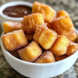 To make delicious cinnamon sugar churro bites, you will need: - 1 cup all-purpose flour - 1/2 cup water - 1/4 cup butter, cut into cubes - 1 tablespoon granulated sugar - 1/4 teaspoon salt - 1/2 teaspoon baking powder - 1 large egg - 1 cup granulated sugar (for coating) - 2 tablespoons ground cinnamon - Oil for frying For the best flavor and texture, I suggest these brands: - Flour: King Arthur Flour – it has a great texture. - Butter: Kerrygold – it adds a rich taste. - Sugar: Domino – it’s reliable and sweet. - Cinnamon: McCormick – their cinnamon is always fresh and fragrant. You can make some swaps if you need them: - All-purpose flour: Use gluten-free flour for a gluten-free option. - Butter: Coconut oil or vegan butter works well for a dairy-free treat. - Granulated sugar: Use coconut sugar for a less refined option. - Egg: A flax egg (1 tablespoon ground flaxseed + 2.5 tablespoons water) can replace one large egg. These options keep the churro bites tasty while fitting your needs. Enjoy experimenting with flavors! {{ingredient_image_1}} To start, we need to make the dough. Grab a medium saucepan. Add 1/2 cup of water, 1/4 cup of butter, 1 tablespoon of granulated sugar, and 1/4 teaspoon of salt. Turn the heat to medium. Stir as the butter melts. Wait until the mixture starts to boil. Now, remove the pan from the heat. Add 1 cup of all-purpose flour and 1/2 teaspoon of baking powder. Stir until a dough forms. It should be smooth and not sticky. Let it cool for about 5 minutes. After that, add 1 large egg. Mix until the dough is smooth again. This dough is the base for your churro bites. Next, we will fry our churro bites. Heat oil in a deep frying pan over medium-high heat. Aim for about 350°F, or 175°C. While the oil heats, prepare your piping bag. Place the dough into the bag fitted with a star tip. Once the oil is hot, pipe small bites of dough. Aim for about 1 inch long. Cut them with scissors to drop them into the oil. Fry them in batches. Cook each side for about 2-3 minutes, until they are golden brown. Use a slotted spoon to remove them. Drain the churro bites on paper towels to soak up extra oil. Now for the sweet part! In a bowl, mix 1 cup of granulated sugar with 2 tablespoons of ground cinnamon. Once the churro bites are cool enough to handle, toss them in the cinnamon sugar mix. Make sure they are evenly coated. This coating adds that classic churro flavor. Serve them warm and enjoy this tasty treat! To get the best texture for your churro bites, focus on your dough. After mixing in the flour and baking powder, let the dough cool for five minutes. This cooling step makes it easier to add the egg. Make sure the dough is smooth and slightly sticky. This texture helps the churro bites puff up nicely when frying. If the dough is too dry, they won't be as light and airy. One common mistake is frying in oil that is not hot enough. If the oil is too cool, the churro bites soak up too much oil and become greasy. Use a thermometer to check the oil's temperature. Aim for 350°F (175°C). Another mistake is cutting the churro bites too large. Keep them about one inch long. This size ensures even cooking and a perfect texture. Serve your churro bites warm for the best taste. A decorative bowl adds a nice touch. Sprinkle some extra cinnamon sugar on top for a delightful crunch. Pair them with chocolate or caramel sauce for dipping. This extra touch enhances the flavor and makes them more fun to eat. You can also add a scoop of ice cream on the side for a sweet twist! Pro Tips Chill the Dough: Letting the dough cool before frying helps achieve a better texture and prevents the churro bites from being too oily. Perfectly Sized Bites: Aim for uniform size when piping the churro bites to ensure even cooking and consistent texture throughout. Temperature Check: Use a thermometer to maintain oil temperature at 350°F (175°C) for perfect frying; too hot can burn them, too cool can make them greasy. Extra Cinnamon Sugar: Prepare extra cinnamon sugar for tossing after frying; it enhances flavor and makes the churro bites even more irresistible! {{image_2}} You can make cinnamon sugar churro bites gluten-free! Use a gluten-free flour blend instead of all-purpose flour. Look for blends that include xanthan gum. This helps mimic the texture of regular flour. Follow the same recipe steps to make your gluten-free churros. The result? Just as tasty and crispy! Want to spice things up? Try adding flavors to the dough. You can mix in a teaspoon of vanilla extract for a sweet twist. For a chocolatey kick, add cocoa powder. You might also try a pinch of nutmeg or cardamom. Each addition gives a unique taste. Experiment to find your favorite combination! Dipping sauces make these churro bites even better! A rich chocolate sauce pairs well with the sweet cinnamon. You can also try a creamy caramel sauce. For a fruity touch, serve with a berry sauce. Whipped cream is another great option. Choose your favorite sauce to dip and enjoy the sweet goodness! To keep your churro bites fresh, store them in an airtight container. Place parchment paper between layers to avoid sticking. Store them at room temperature for up to two days. If you want to keep them longer, consider freezing. To reheat churro bites, use an oven or an air fryer. Preheat your oven to 350°F (175°C). Place the churro bites on a baking sheet, and heat for about 5-7 minutes. This method helps restore their crispiness. Avoid the microwave, as it makes them soggy. You can freeze churro bites for up to a month. Let them cool completely before freezing. Place them in a single layer on a baking sheet and freeze for about an hour. Once frozen, transfer them to a freezer bag. When ready to eat, reheat them directly from the freezer using the oven or air fryer. This ensures they stay soft and tasty. To make homemade churro bites, you need to follow a simple process. First, gather your ingredients: flour, water, butter, sugar, salt, baking powder, and an egg. Start by heating the water, butter, sugar, and salt in a saucepan until it boils. Remove it from the heat and stir in the flour and baking powder until you form dough. After letting it cool for about five minutes, add the egg and mix until smooth. Next, heat oil in a frying pan until it's about 350°F. Use a piping bag with a star tip to pipe small bites of dough into the hot oil. Fry the churro bites for 2-3 minutes on each side until golden brown. Finally, coat them in a mixture of sugar and cinnamon. It’s that easy! Yes, you can bake churro bites, but they will not be as crispy. To bake, preheat your oven to 375°F. Pipe the churro dough onto a baking sheet lined with parchment paper. Bake for about 15-20 minutes until they are lightly golden. Once baked, roll them in the cinnamon sugar mixture. They may not have the same texture as fried churros, but they are still delicious and a bit healthier. The best way to serve churro bites is warm and fresh. Place them in a decorative bowl and sprinkle with extra cinnamon sugar. You can also add a chocolate or caramel dipping sauce on the side for extra sweetness. This makes them even more fun to eat! Enjoy them with friends or family for a delightful treat. You now have all the tools to make delicious churro bites. We covered the key ingredients and their best brands. I shared tips for perfecting the dough, frying, and coating them in sugar. Don't forget the variations for gluten-free options and fun flavors. Lastly, I provided storage tips to keep your churro bites fresh. Enjoy the joy of making and sharing this tasty treat with friends and family. Happy cooking!