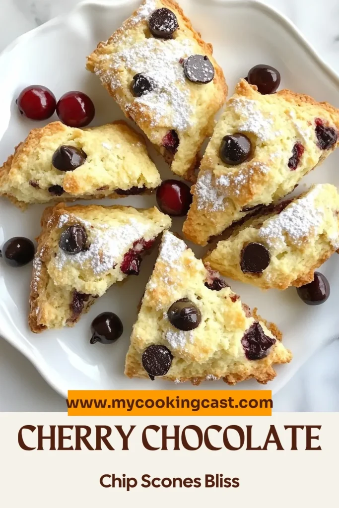 Indulge in these delightful Cherry Chocolate Chip Scones with our easy cherry scone recipe! Perfect for breakfast or a sweet snack, these homemade scones with cherries and chocolate create the ideal balance of flavors. Enjoy the simplicity of baking scones with chocolate chips in just 35 minutes. Get ready to elevate your baking game! Click to try this irresistible recipe today. #CherryChocolateScones #BakingScones #EasyScones #HomemadeScones