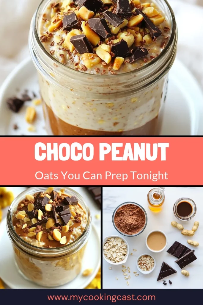 Start your mornings right with these delectable Choco Peanut Overnight Oats! This easy overnight oats recipe is perfect for a healthy breakfast idea that combines rich chocolate and creamy peanut butter. Made with almond milk, this chocolate peanut butter oats dish is not only satisfying but also nutritious. Try this scrumptious meal prep today for a hassle-free morning. Save the recipe, and enjoy your breakfast delight! #OvernightOats #HealthyBreakfast #PeanutButterLovers #ChocoPeanutOats