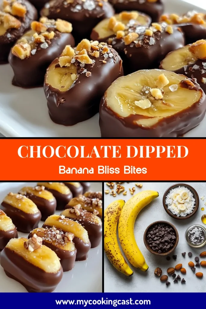 Indulge in these delightful chocolate covered banana bites, the perfect easy banana dessert recipe that's a hit for all ages! Made with ripe bananas and rich dark chocolate, these healthy chocolate snacks are a tasty treat you can enjoy anytime. Customize your frozen banana treats with toppings like crushed nuts or shredded coconut for added flavor. Ready to satisfy your sweet tooth? Try this recipe now! #BananaBites #HealthySnacks #DessertRecipe #ChocolateTreats