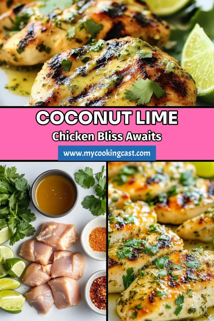 Discover the ultimate Coconut Lime Chicken recipe that's perfect for your next meal! This easy chicken marinade combines coconut milk, lime, and spices for a tender, flavorful grilled coconut chicken that will transport your taste buds to a tropical paradise. Perfect for healthy chicken recipes lovers, this dish is sure to impress. Save this recipe and make dinner feel like a vacation! #CoconutLimeChicken #GrilledChicken #HealthyRecipes #TropicalFlavors