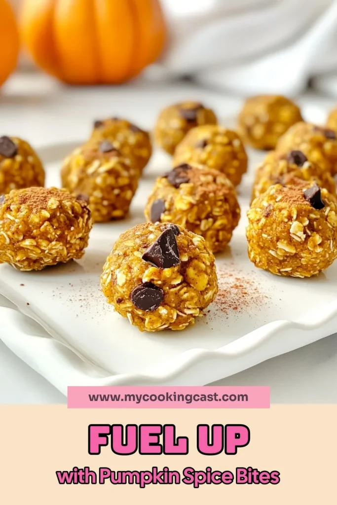 Get ready for fall with these delightful pumpkin spice energy bites! Perfect as healthy pumpkin snacks, these no-bake energy bites are packed with flavor and nutrition. This vegan energy bites recipe combines pumpkin puree, oats, and spices for a delicious treat. Easy to make and perfect for on-the-go snacking or a sweet pick-me-up. Try these fall snack ideas today and save for later! #PumpkinSpice #EnergyBites #NoBakeSnacks #HealthyEating