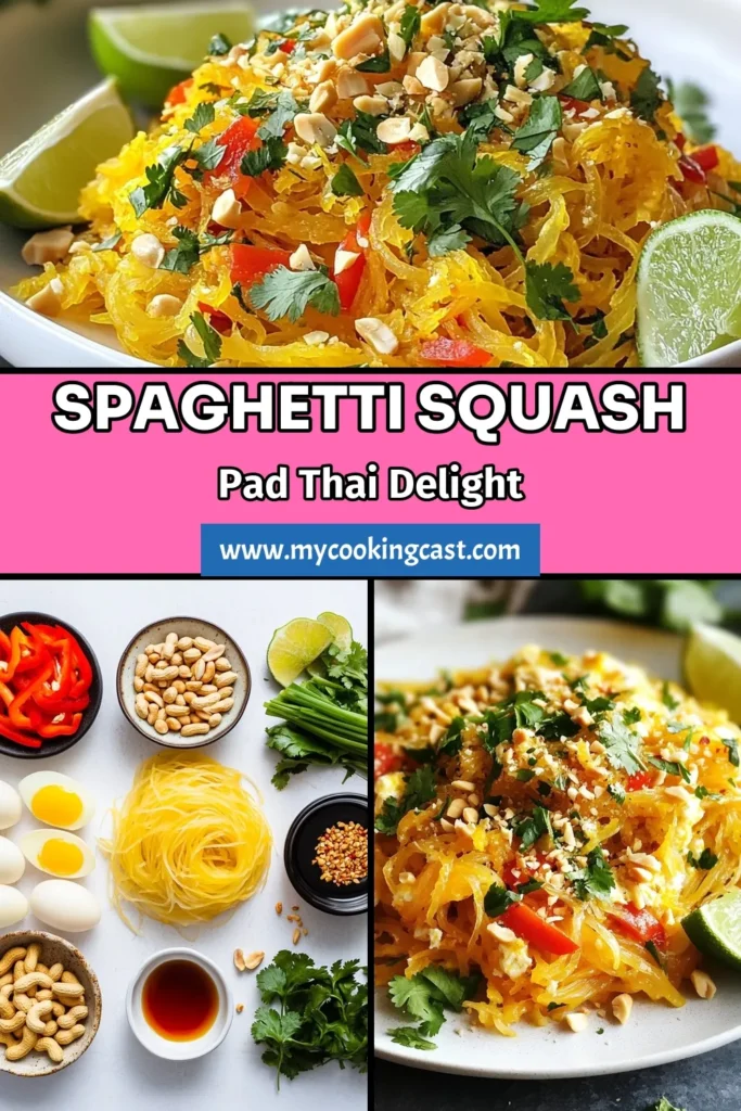 Discover a delicious twist on a classic dish with this spaghetti squash pad thai recipe! This healthy pad thai recipe is not just flavorful but also gluten-free and low-carb, making it perfect for any diet. Enjoy a satisfying vegetarian spaghetti squash recipe that you can whip up in under an hour. Get ready to impress friends and family—save this recipe for a delightful meal tonight! #HealthyEating #LowCarb #GlutenFree #VegetarianRecipes