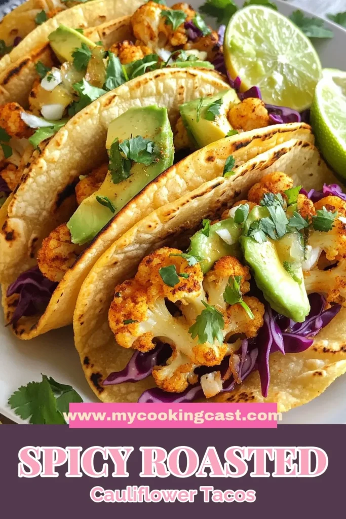 Discover the deliciousness of roasted cauliflower tacos! These vegan taco recipes are not only plant-based but also packed with flavor and nutrition, making them a perfect choice for healthy taco ideas. Enjoy easy cauliflower recipes that come together in just 45 minutes. Perfect for family dinners or casual gatherings, you're sure to impress and satisfy! Try this recipe today and enjoy a guilt-free meal. Save for later! #RoastedCauliflowerTacos #VeganTacoRecipes #HealthyTacoIdeas #PlantBasedTacos